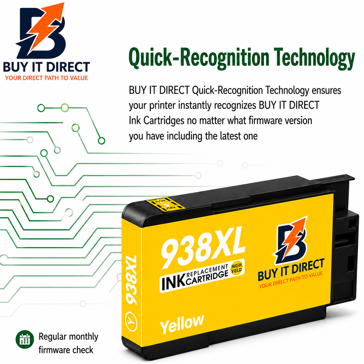 Premium 938XL Yellow Compatible Ink Cartridge for HP Printers