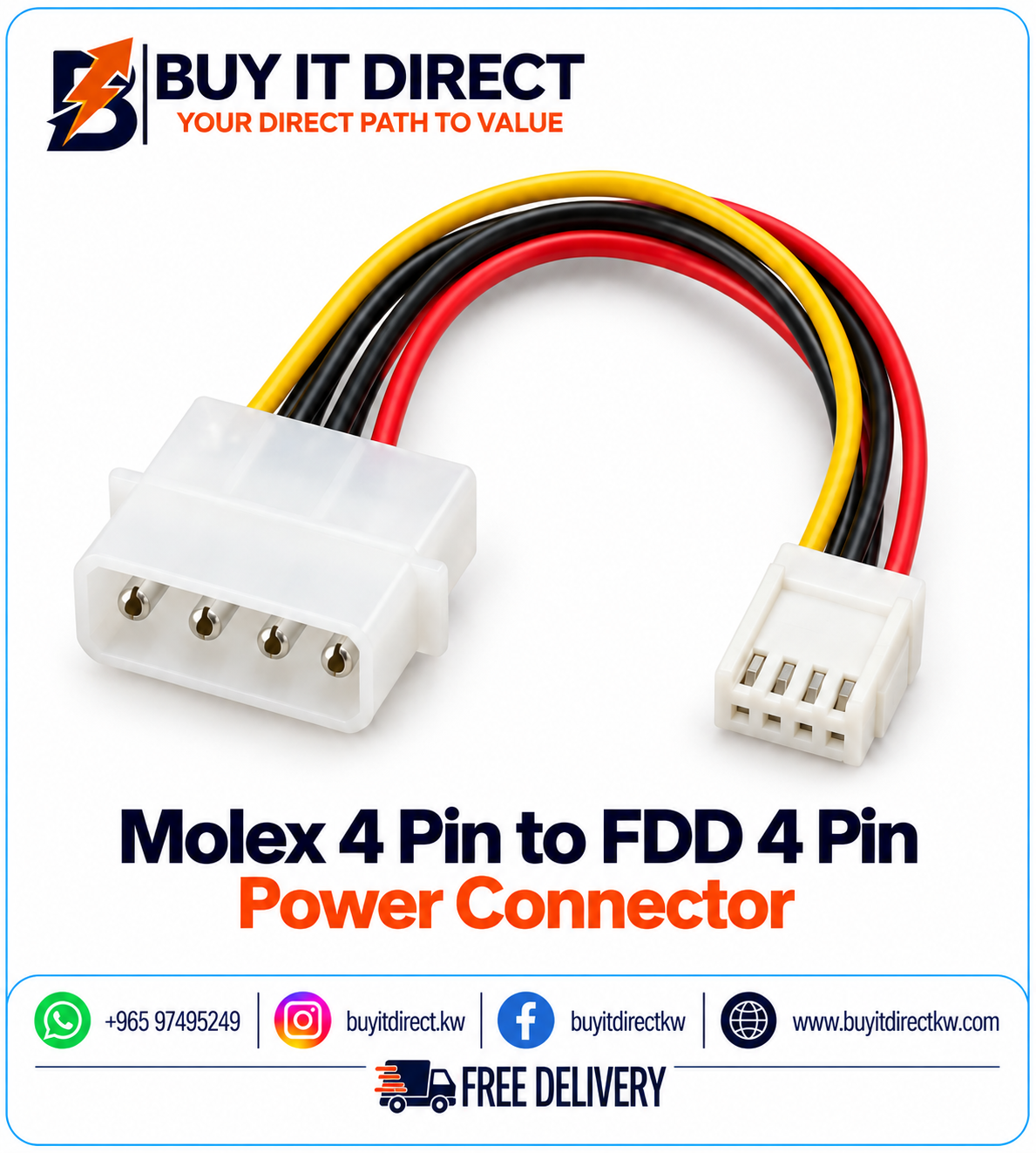 موصل طاقة Molex 4 Pin إلى FDD 4 Pin