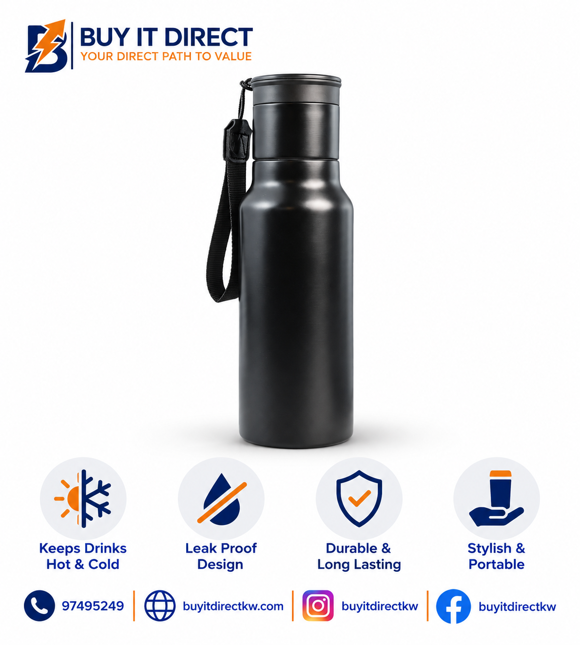 Gahwa Go Set 500ml Vacuum Insulated Bottle with 90ml Stackable Espresso Cup