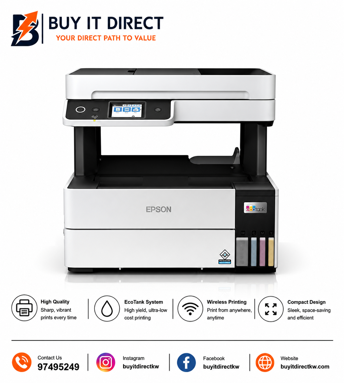 طابعة Epson EcoTank L6490 متعددة الوظائف A4 بخزان حبر