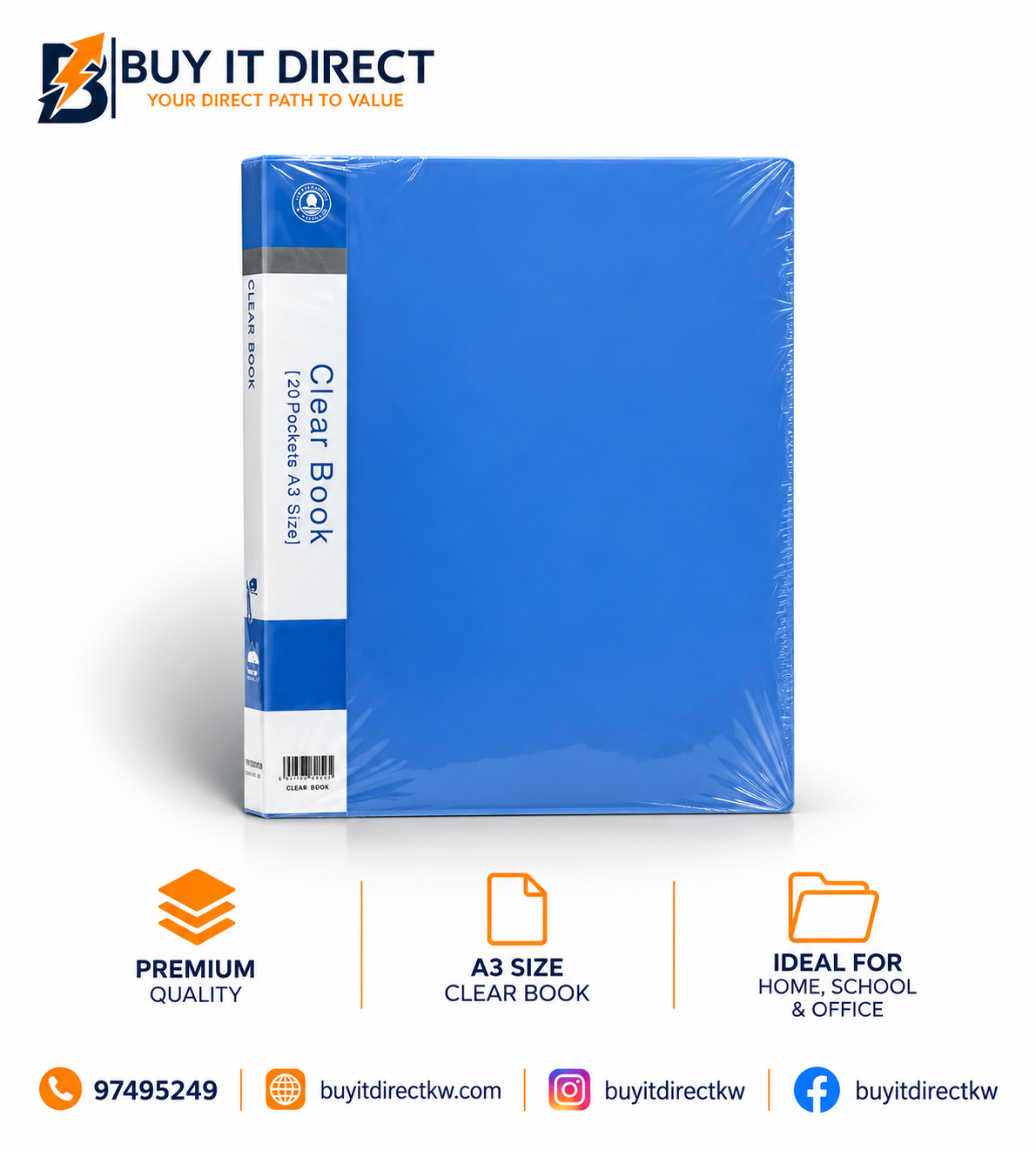 A3 Clear Book – 20 Pockets