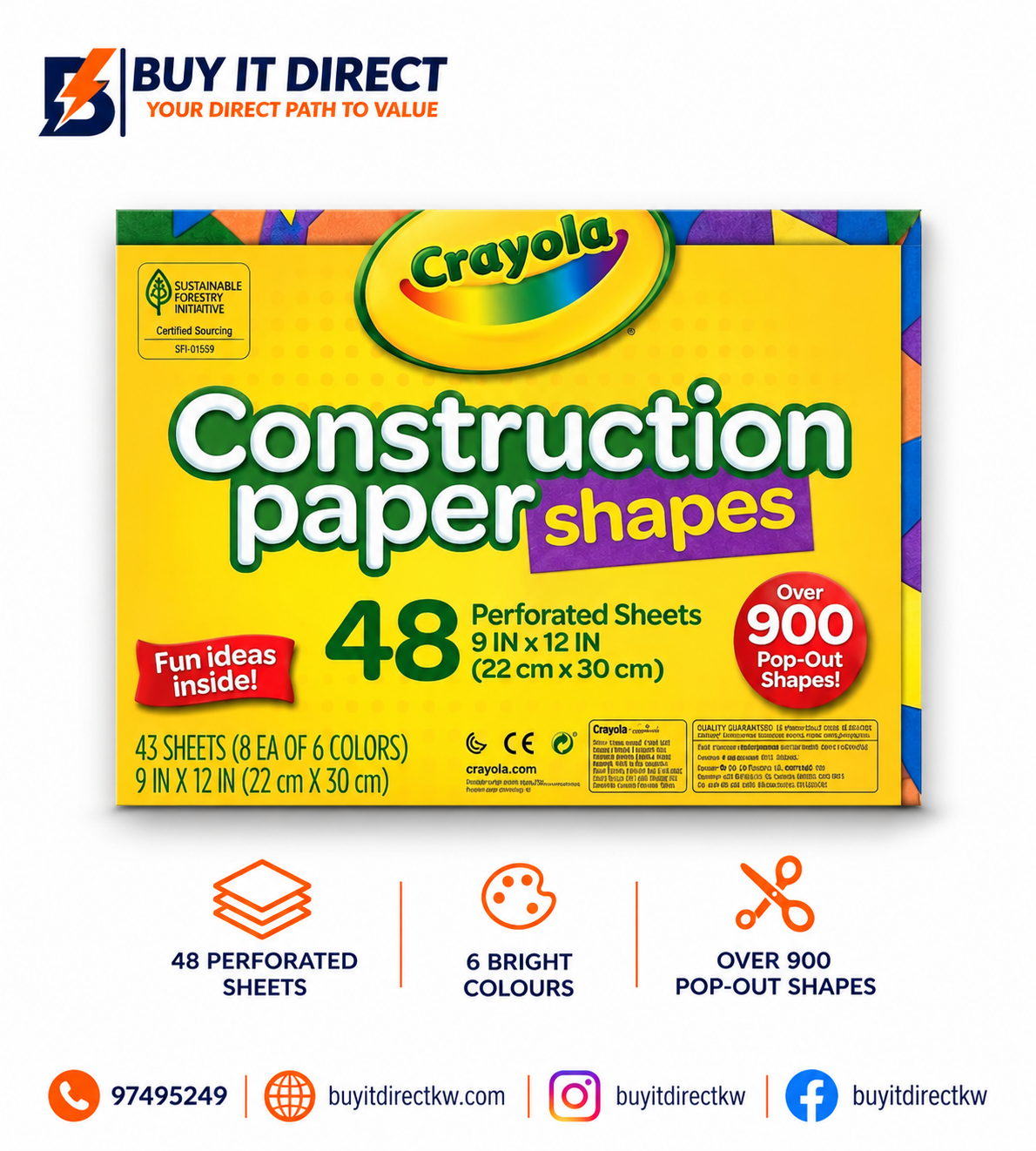Crayola Construction Paper Shapes 48 Sheets