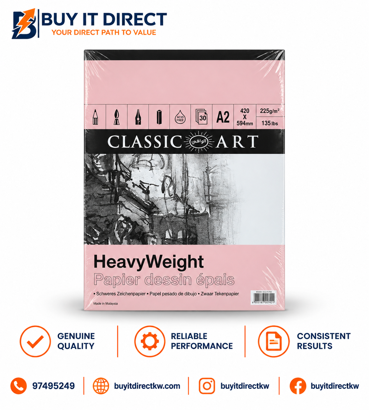 A2 Heavy Weight Drawing Paper Pad 30 Sheets