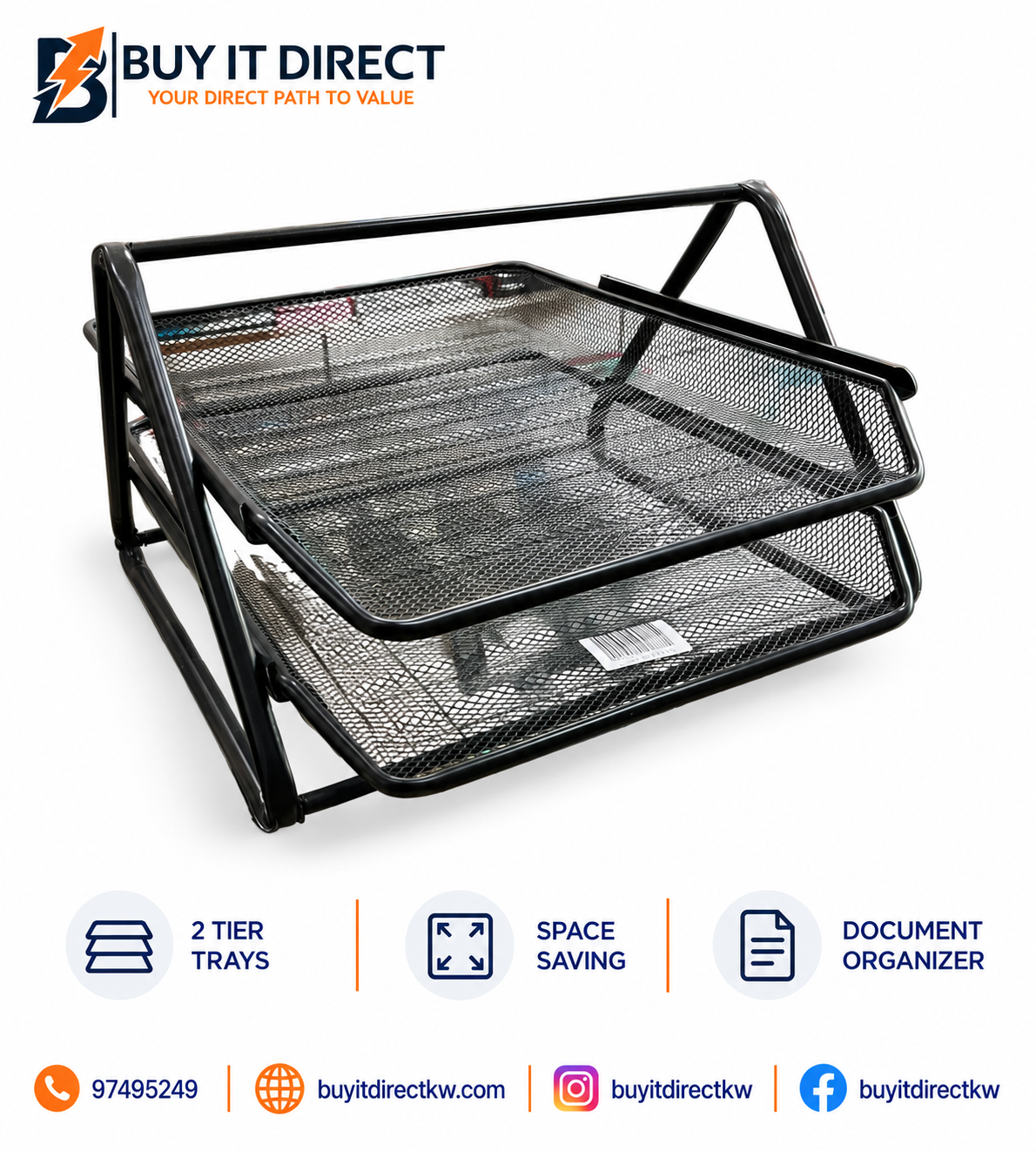 2 Tier Document Tray Black