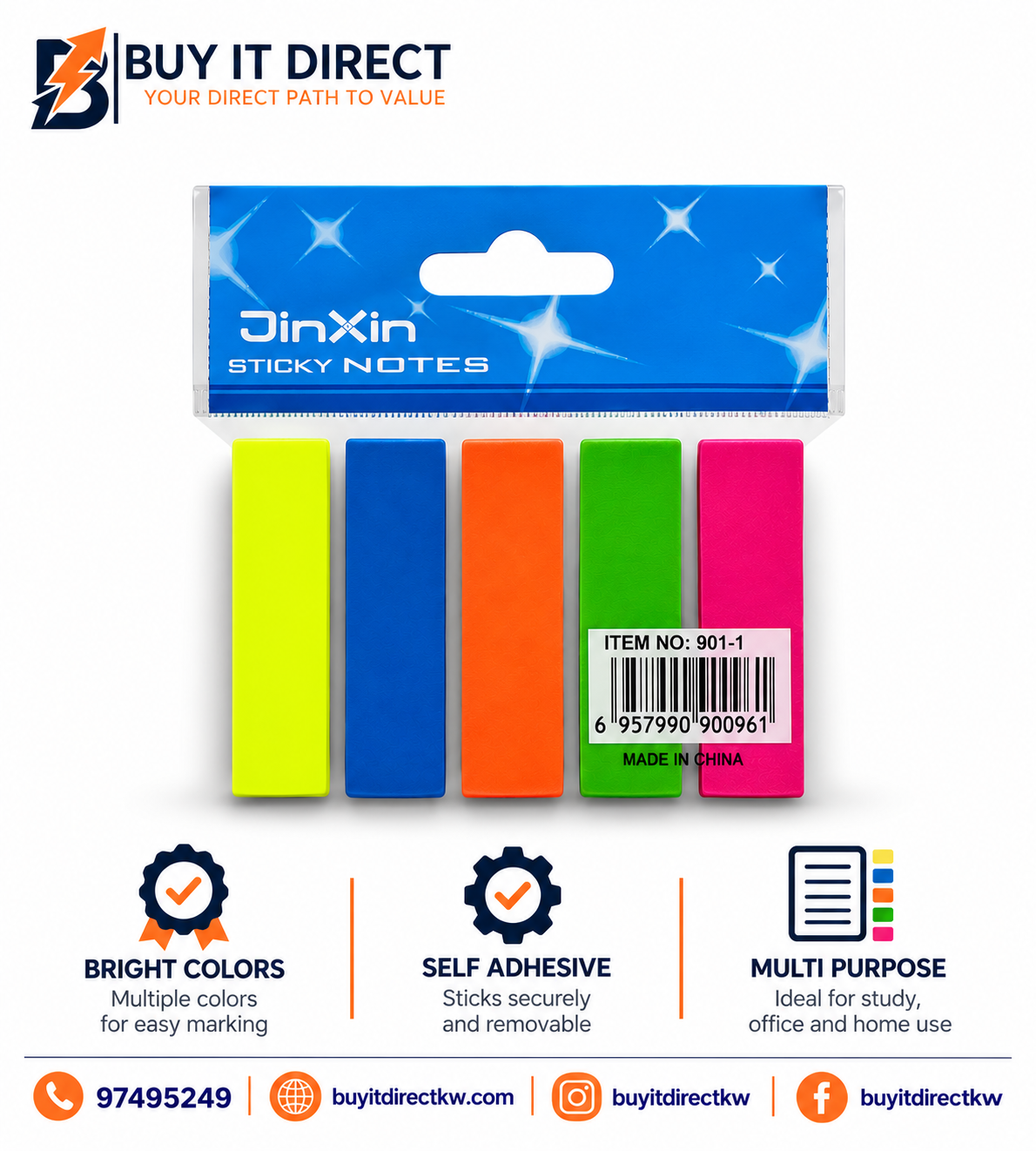 JinXin Sticky Notes Five Color Neon