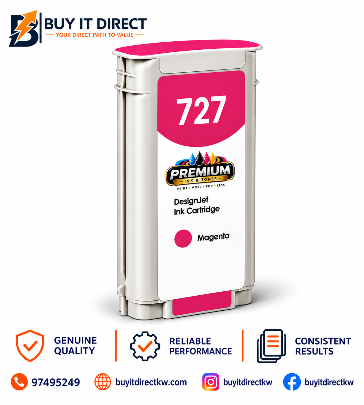 Premium Ink for HP 727 Magenta