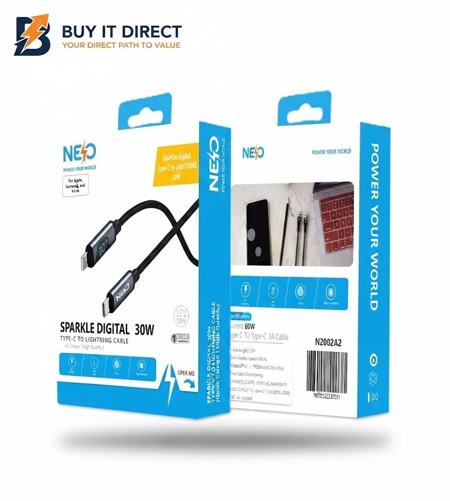 Neo Digital USB C to Lightning 30W Fast Charging Cable N2005D2