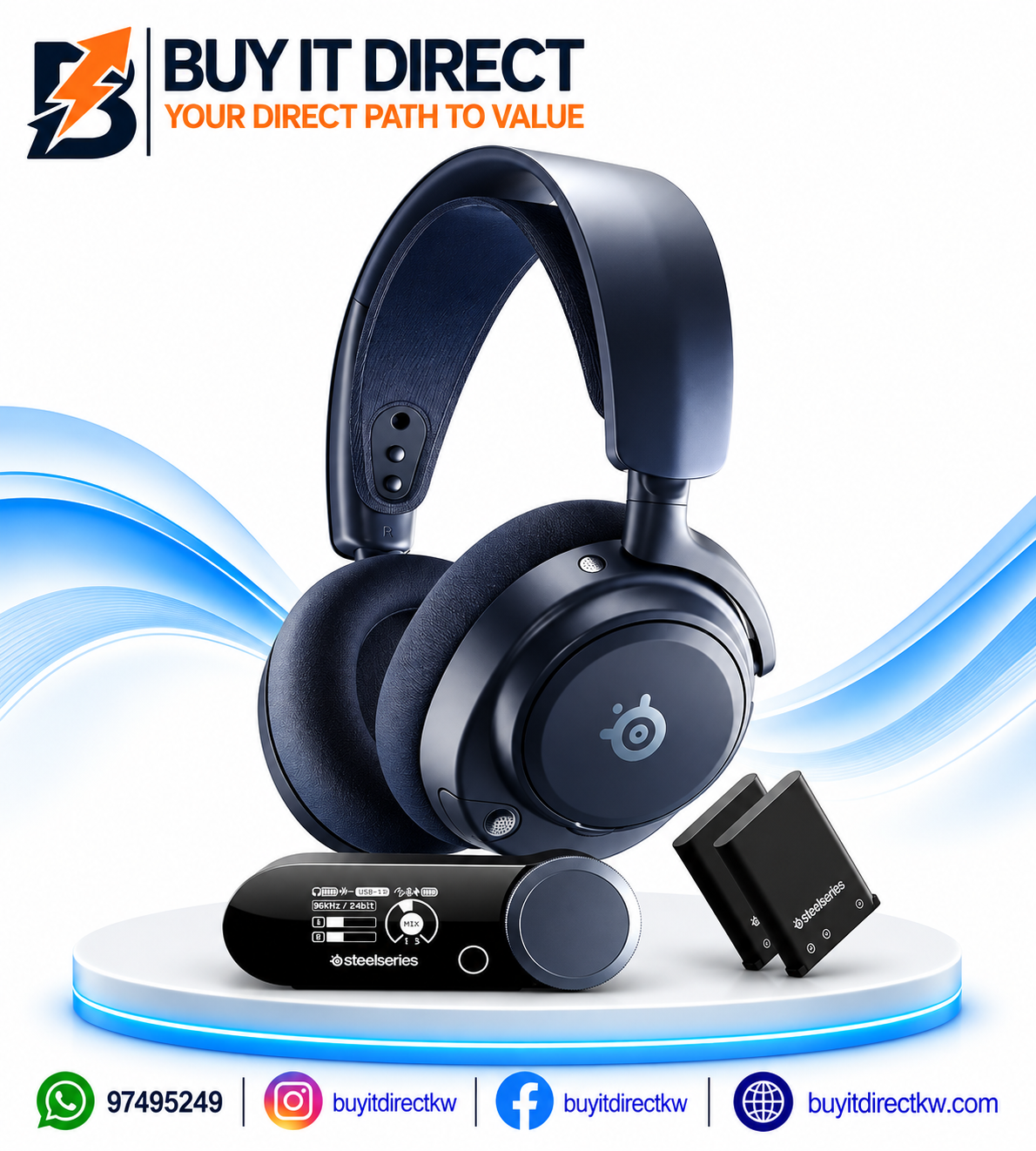 SteelSeries Arctis Nova Pro Omni Wireless Gaming Headset – Midnight Blue – PC, PlayStation, Xbox
