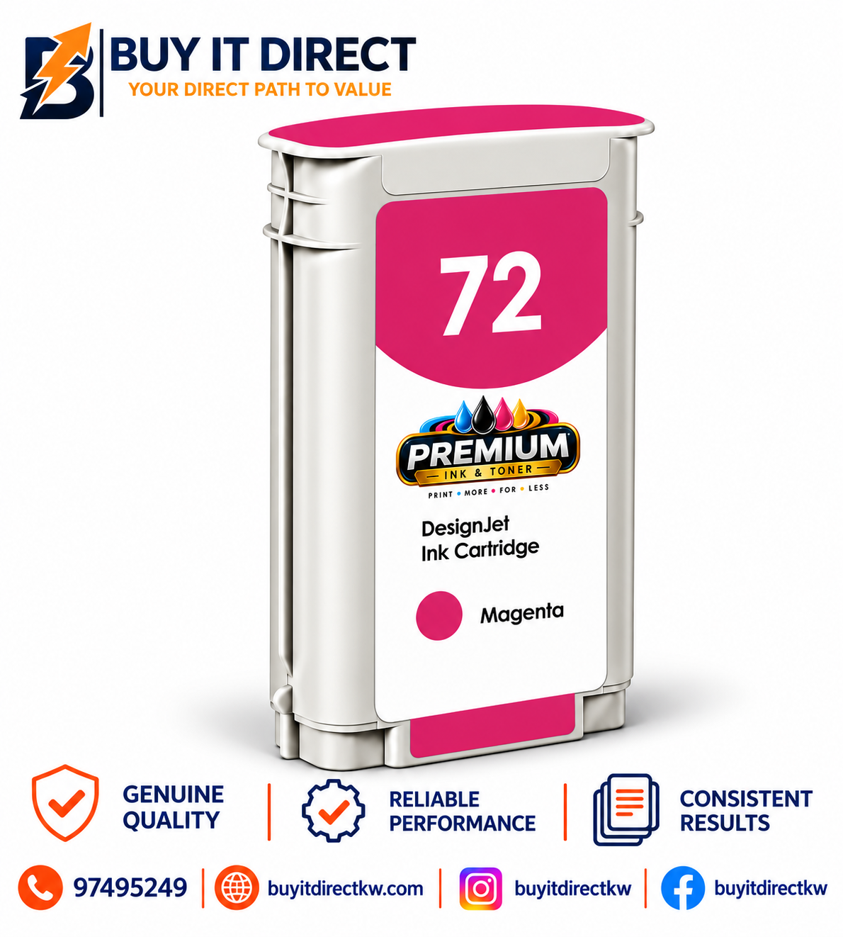 Premium Ink for HP 72 Magenta