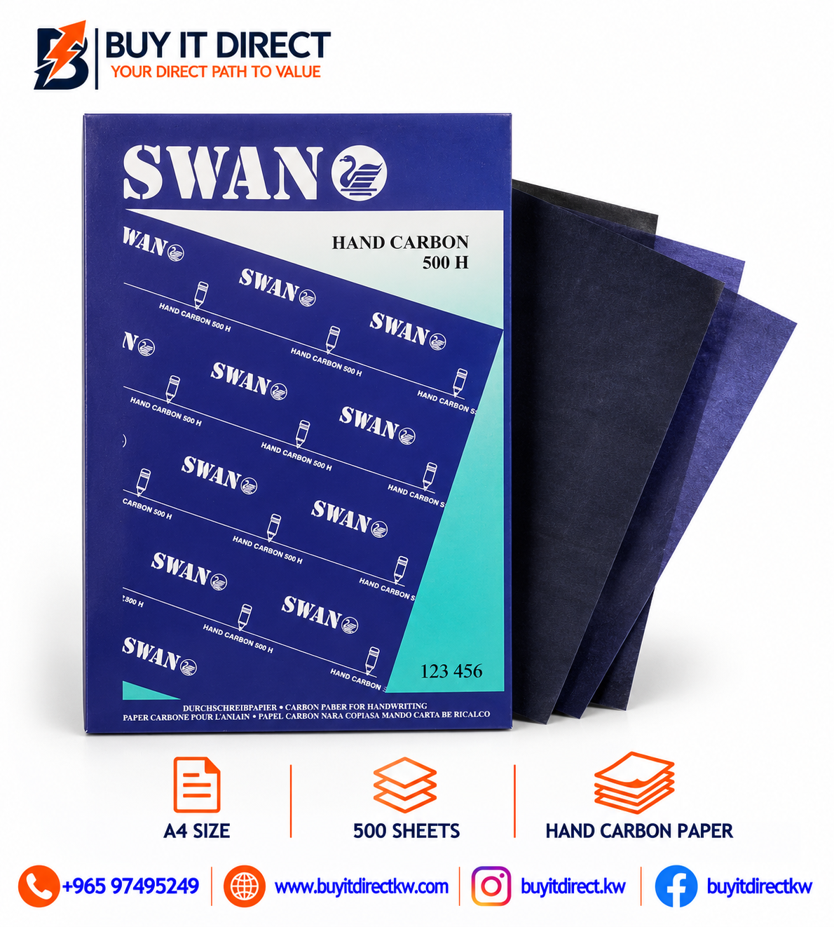SWAN A4 Hand Carbon Paper, 500 Sheets