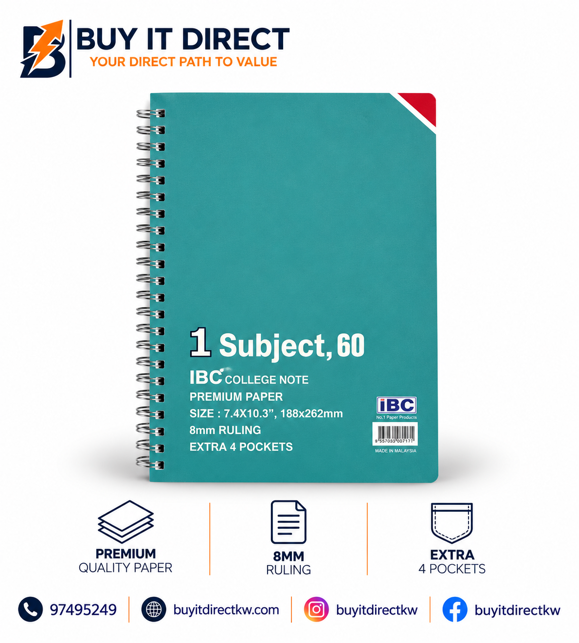 1 Subject Notebook 60 Sheets
