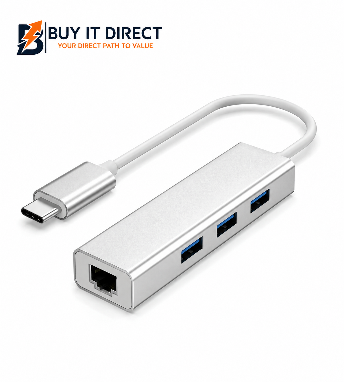 محول KUWES Type C إلى موزع 3 منافذ USB A مع محول RJ45 Ethernet