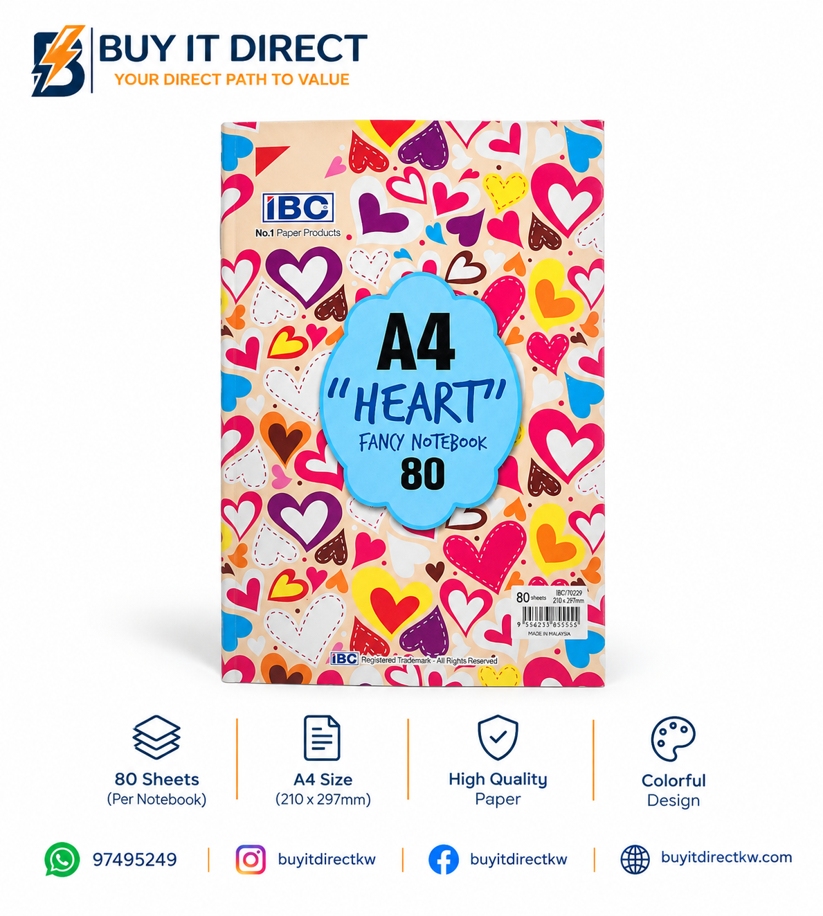 A4 Heart Fancy Notebook 80 Sheets