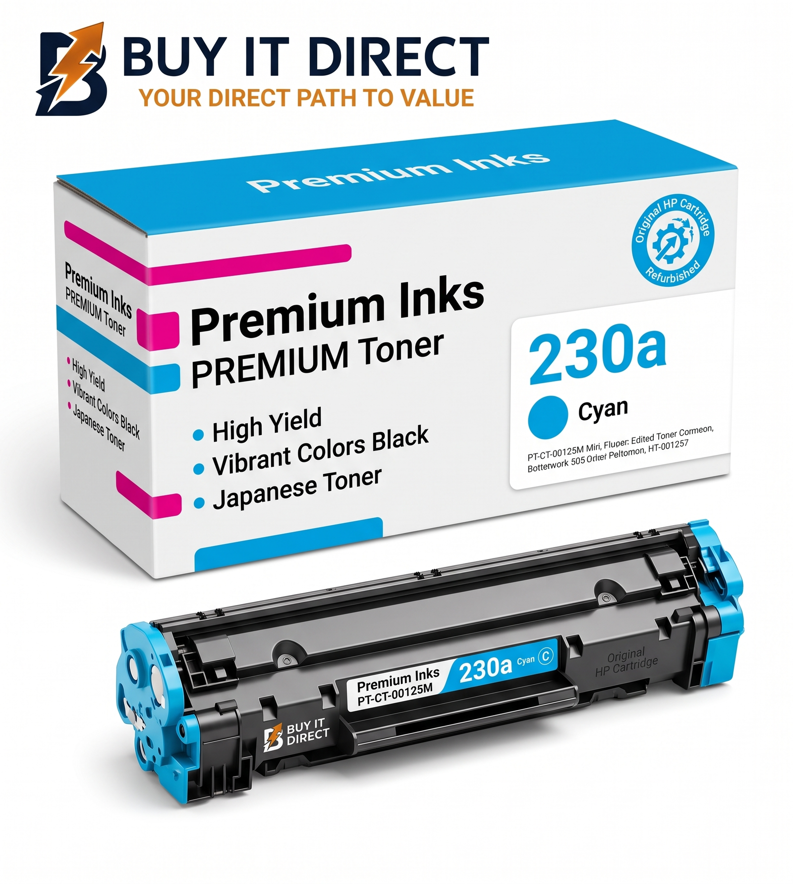 خرطوشة تونر Premium 230A سماوي متوافقة W2301A لطابعات HP Color LaserJet Pro 4203 و4303