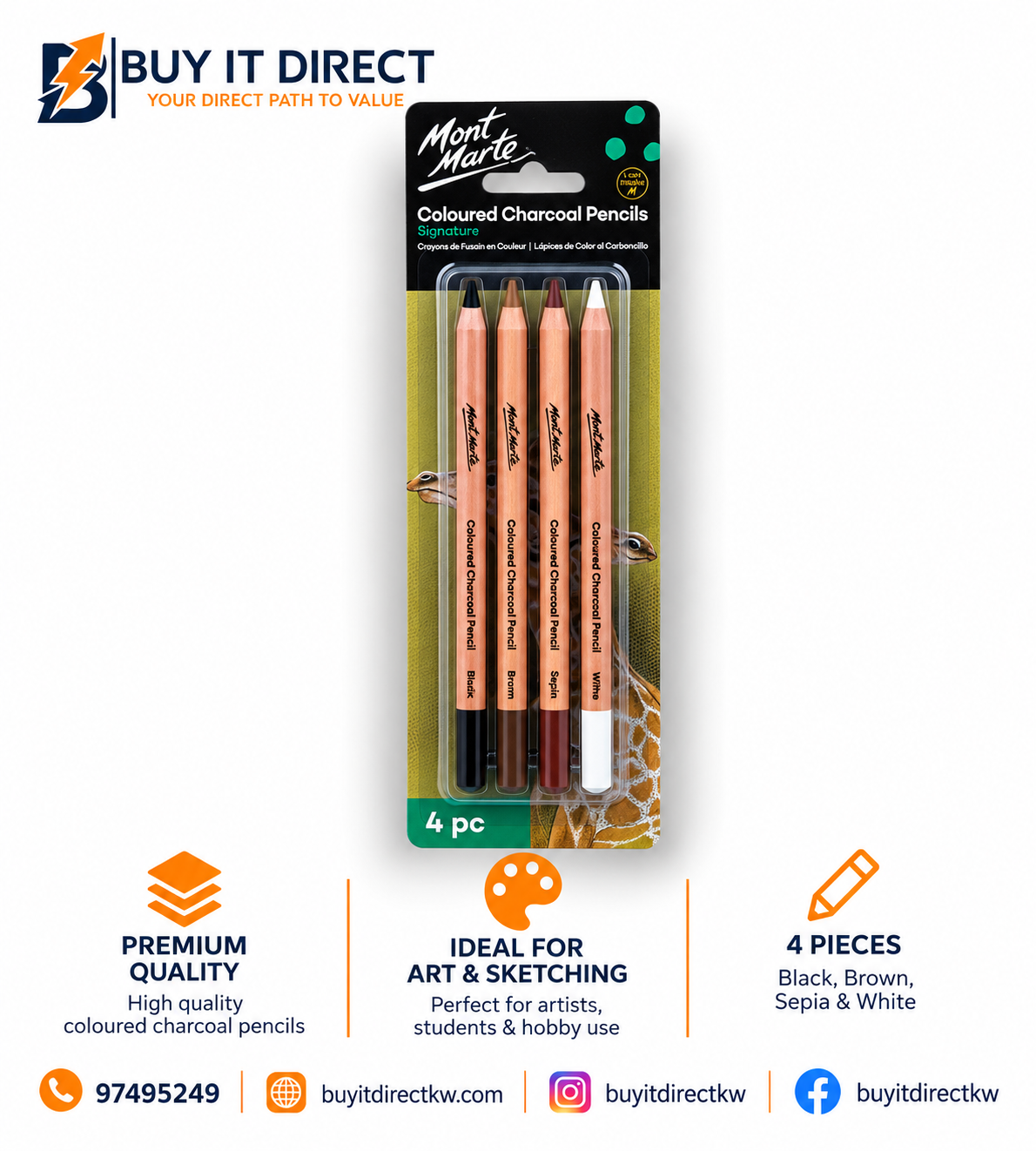 MONT MARTE Signature Coloured Charcoal Pencils