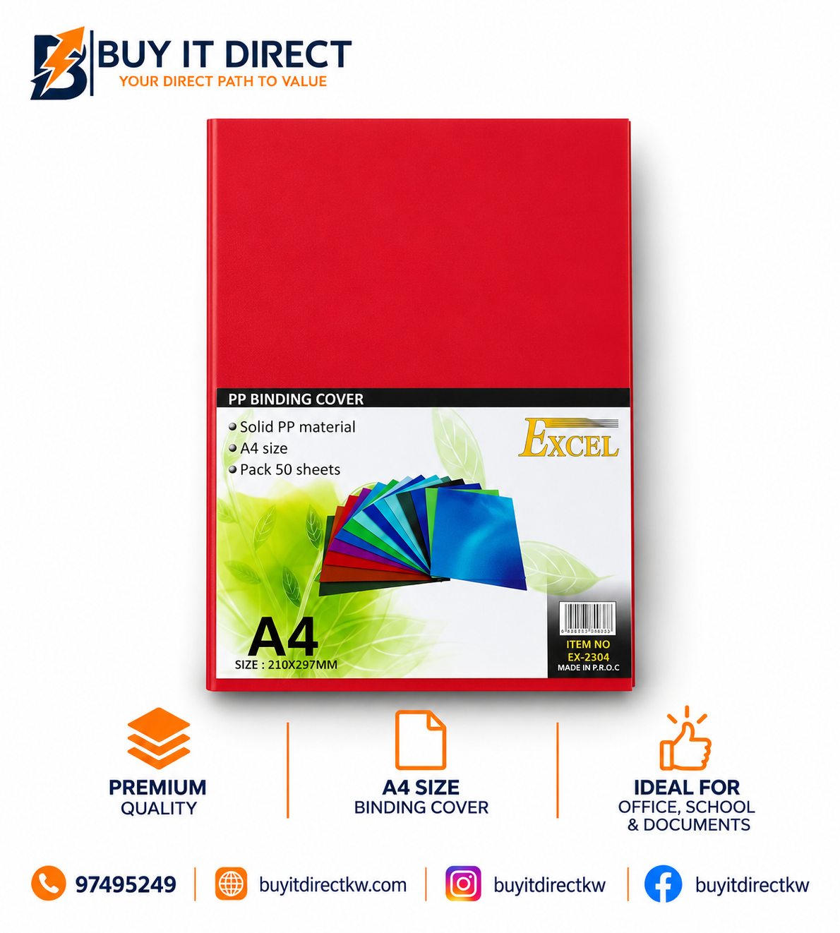PP Binding Cover Red A4 100 Sheets