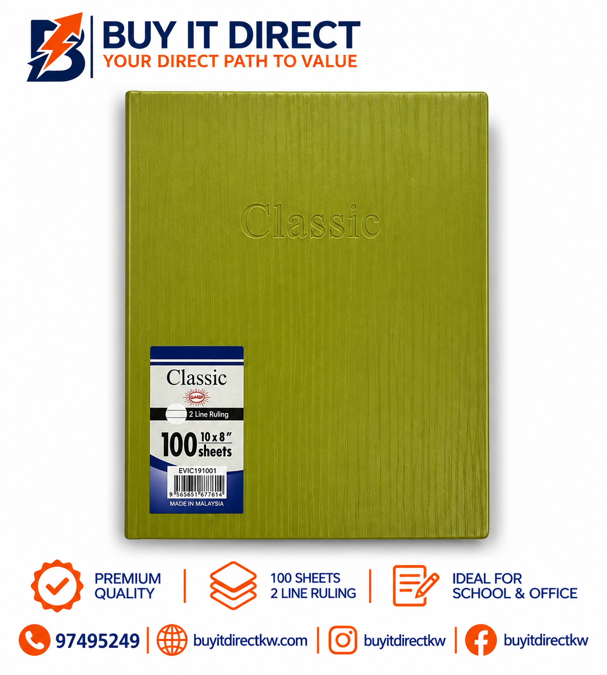 Classic 100 Sheets 2 Line NoteBook