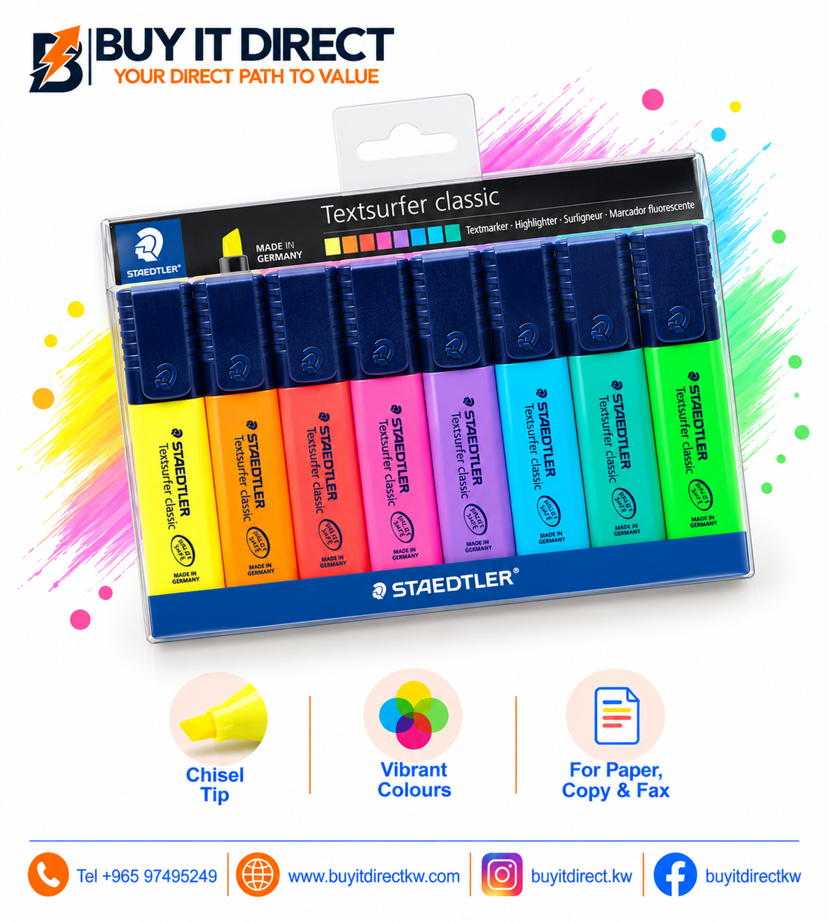 STAEDTLER Textsurfer Classic Highlighter Set – 8 Pcs