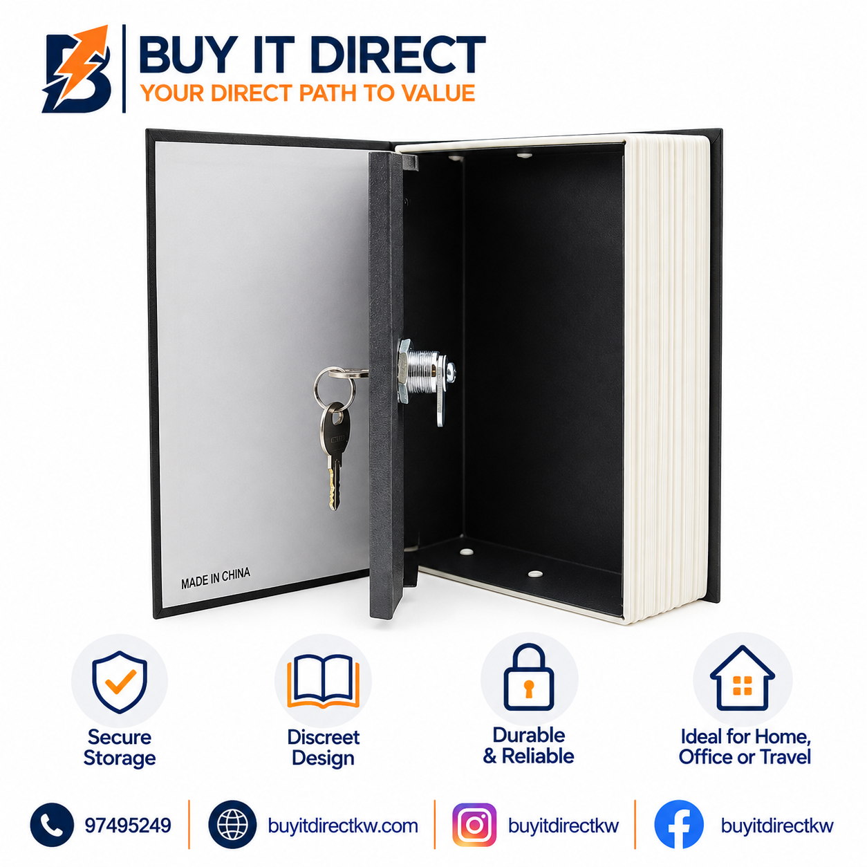 Secret Book Style Cash Box Black