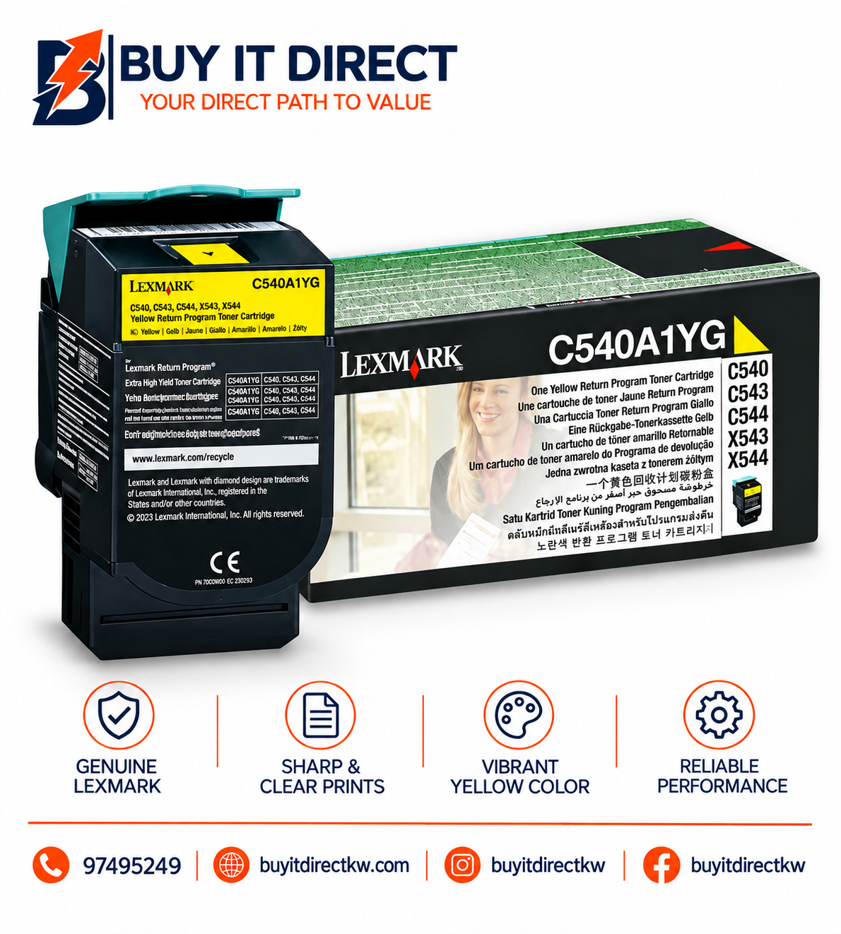 خرطوشة حبر أصفر لبرنامج الإرجاع Lexmark C540 C540A1YG