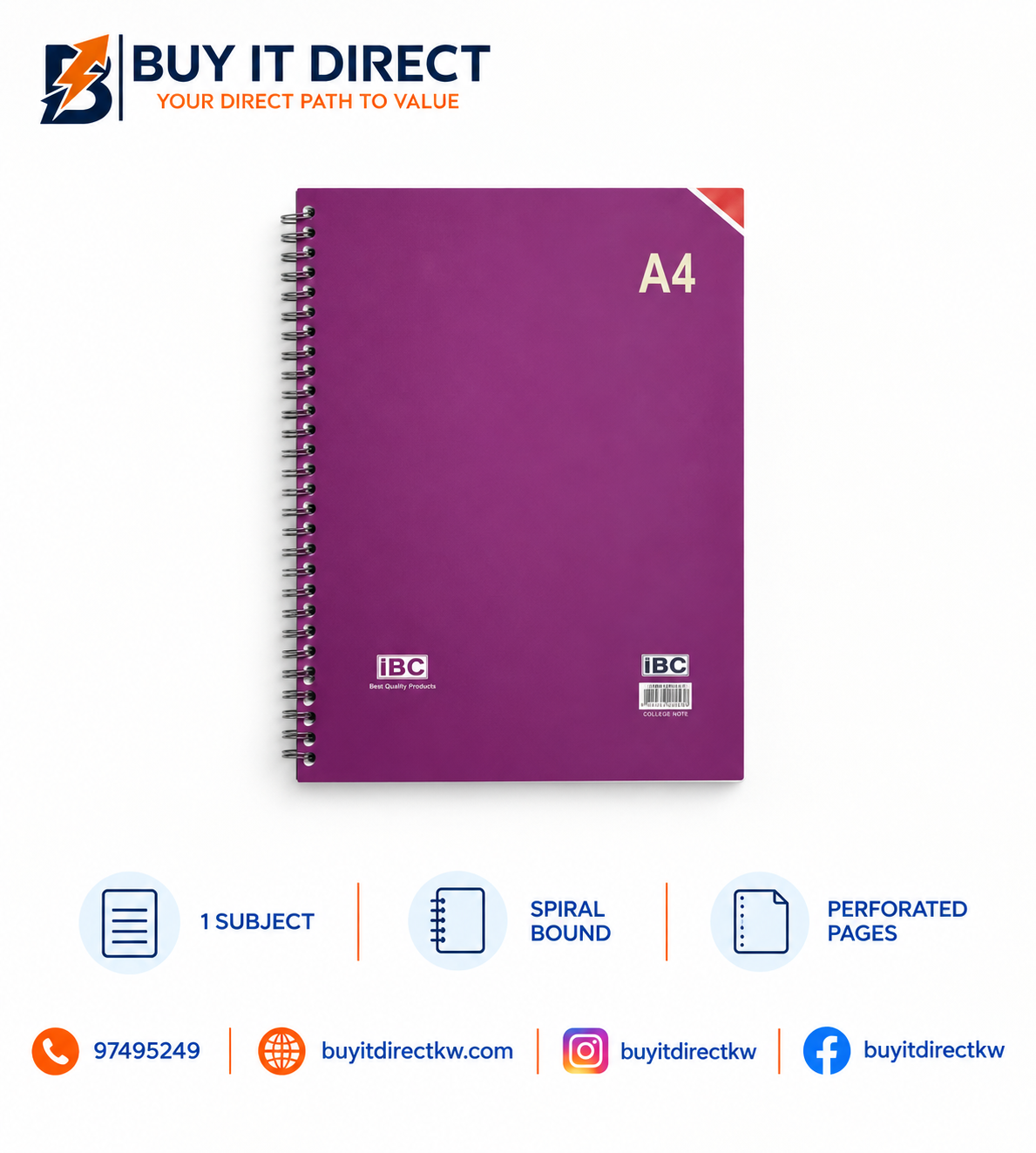A4 1 Subject Notebook 60 Sheets