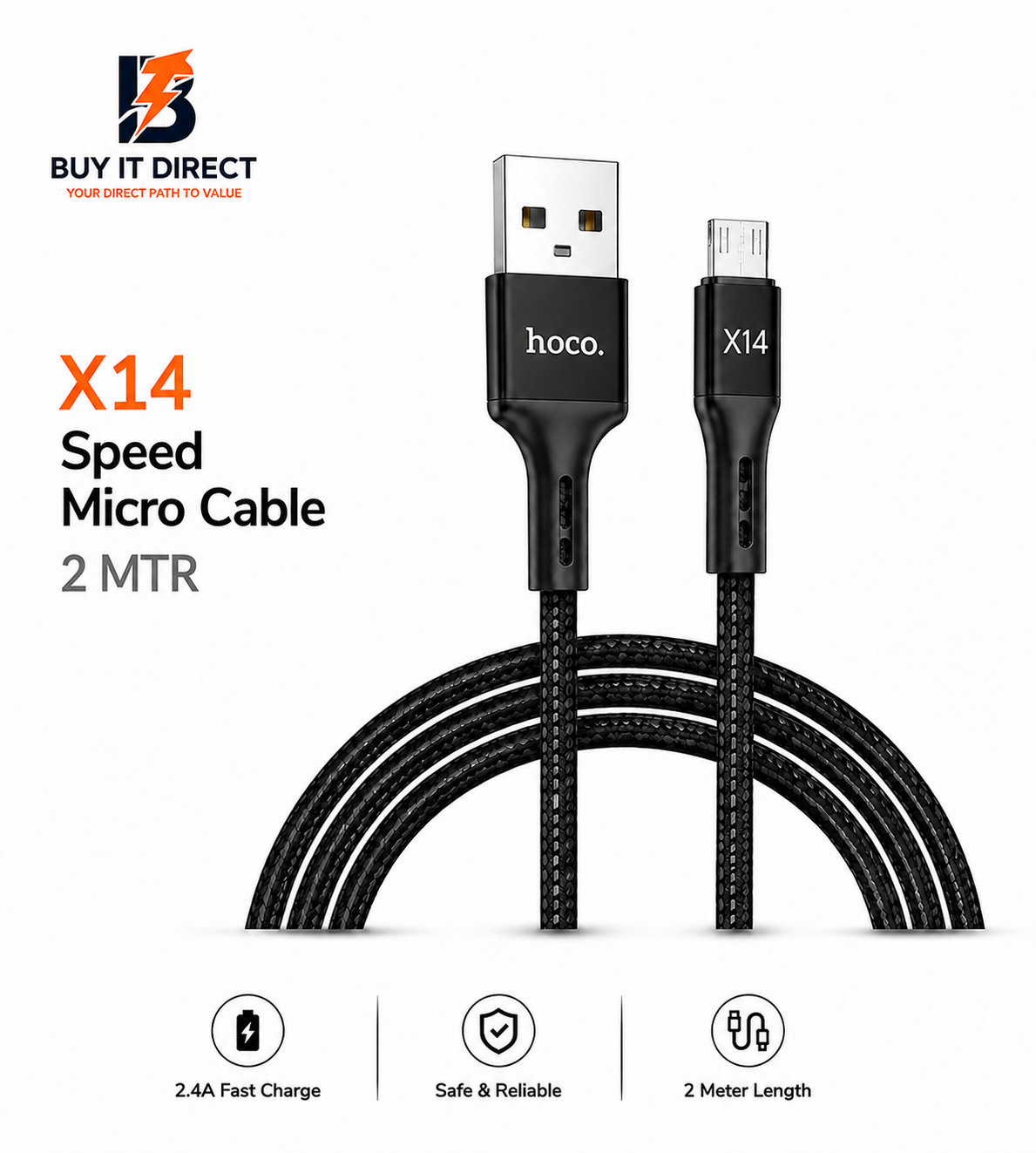 كابل Hoco X14 Speed Micro USB بطول 2 متر