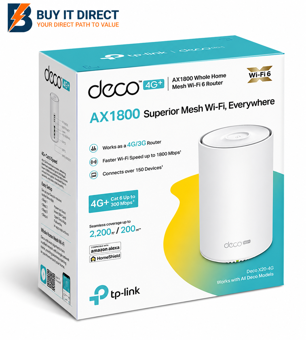 TP-Link Deco X20-4G 4G+ AX1800 Whole Home Mesh WiFi 6 Gateway