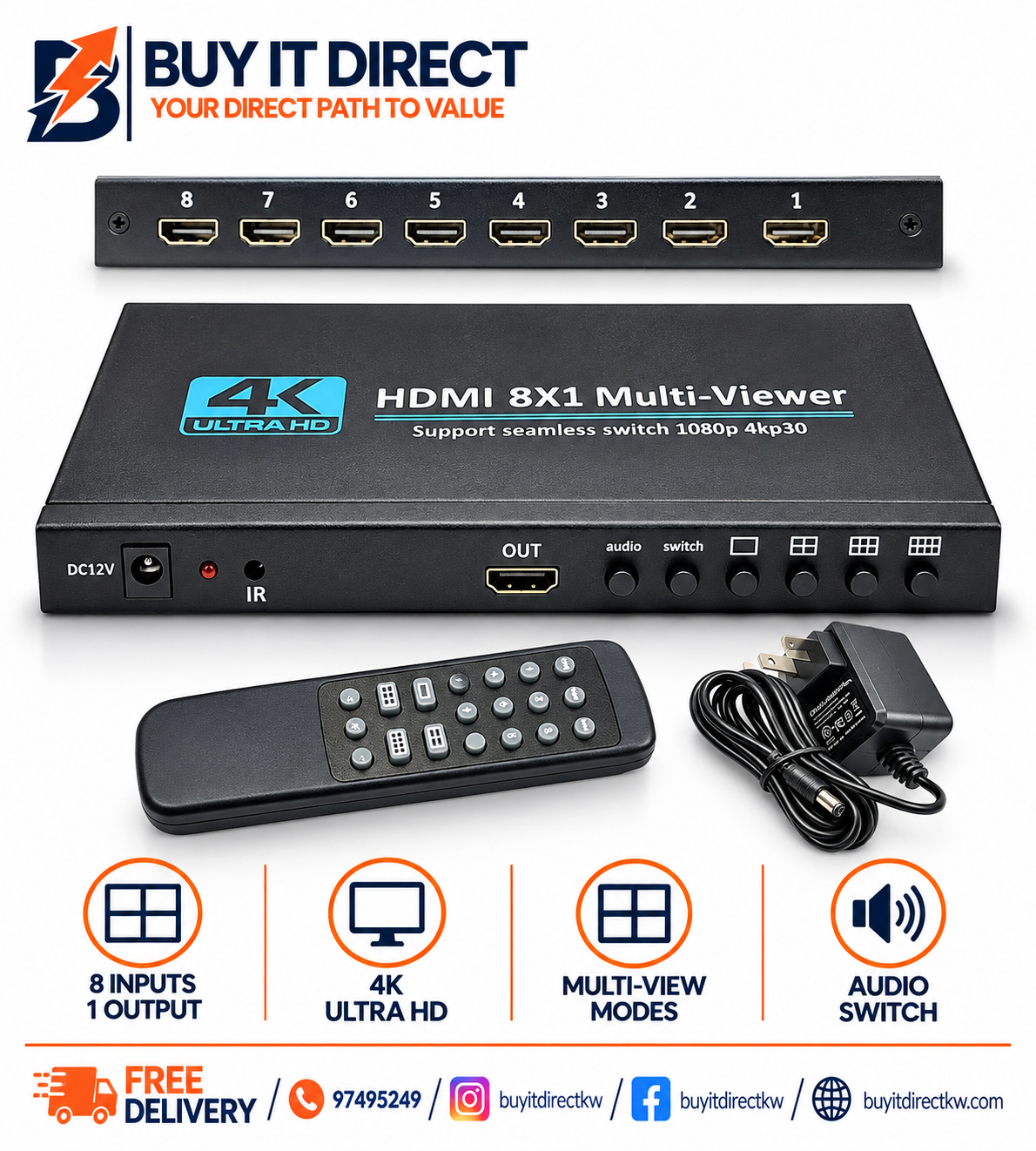 HDMI Quad Multi Viewer 8 Port