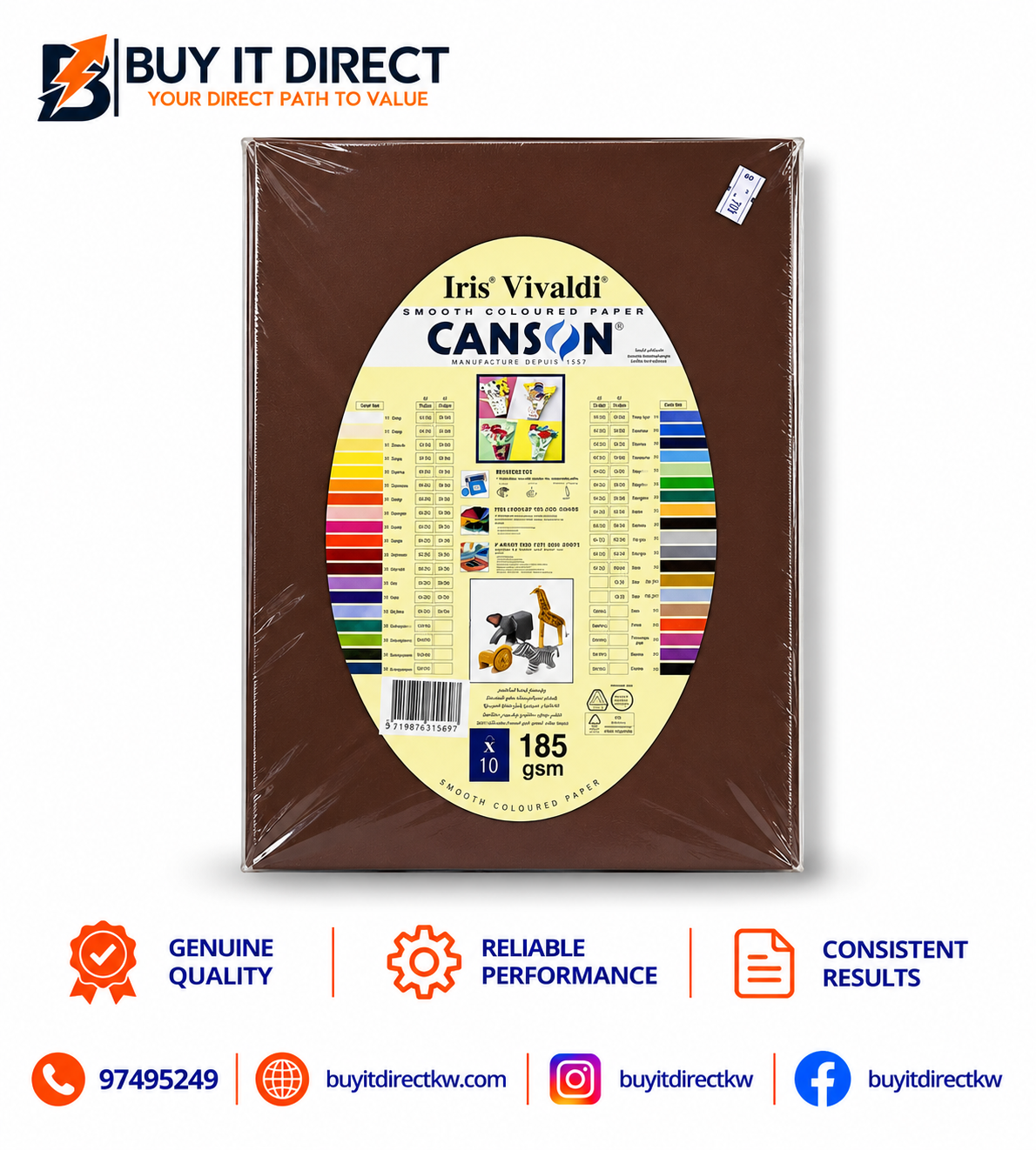 Iris Vivaldi Canson Paper A4 185 GSM 10 Sheets Chocolate