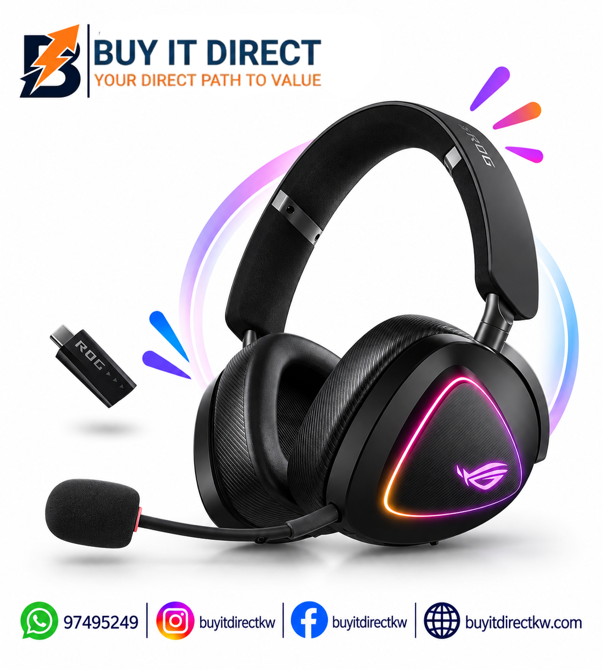 ASUS ROG Delta II Tri-Mode Wireless Gaming Headset, Black