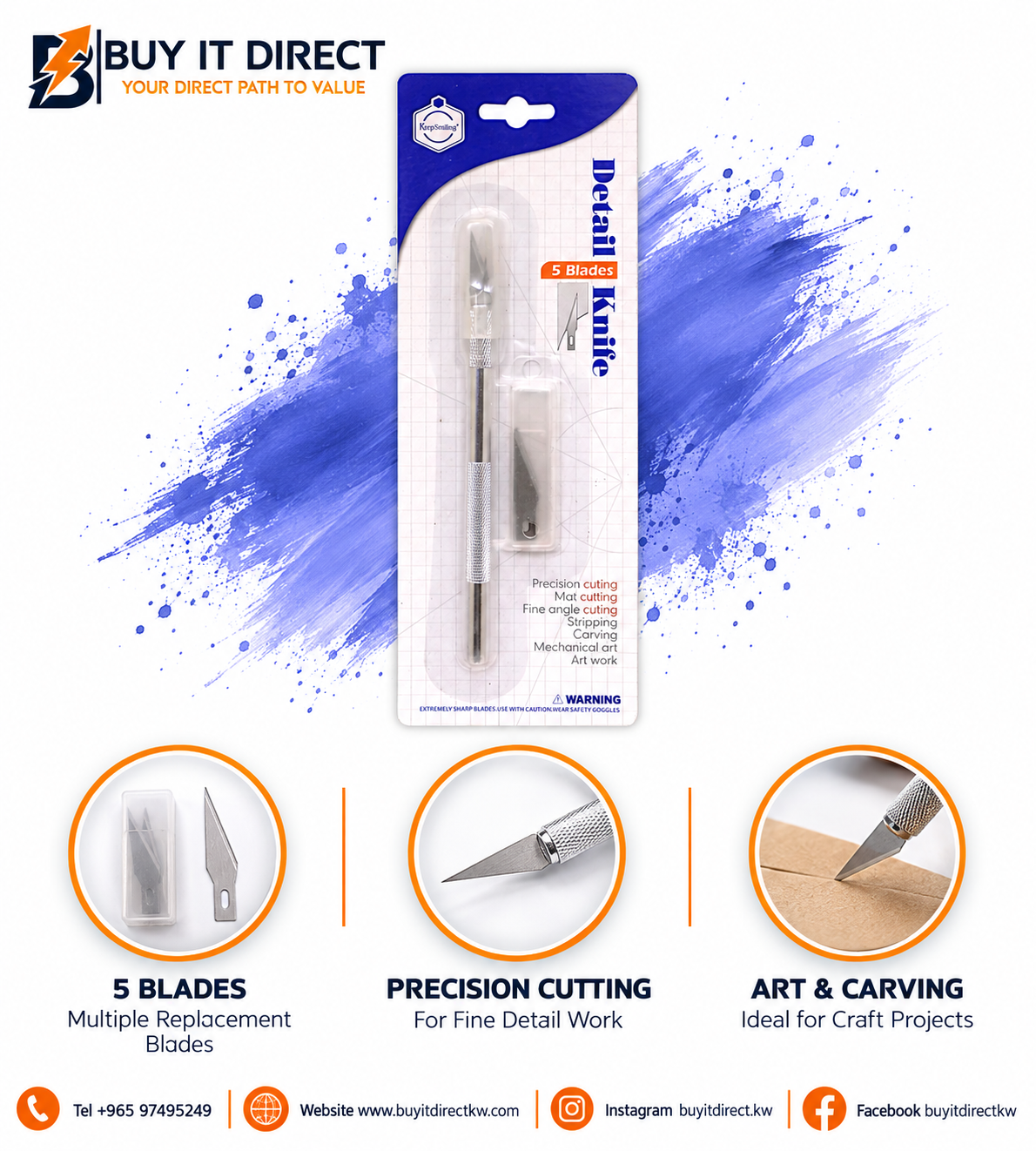 Keep Smiling Detail Knife with 5 Blades