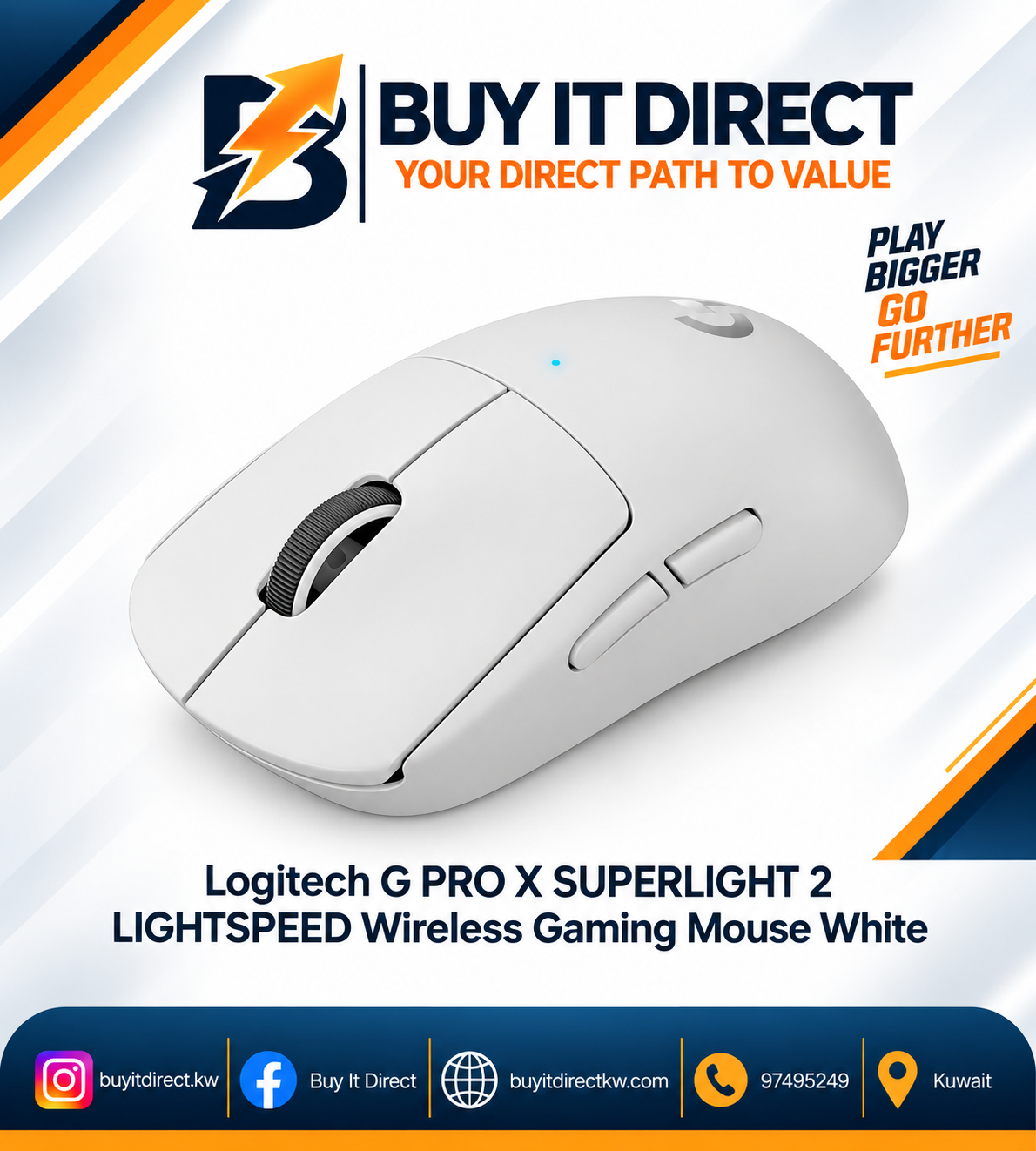 ماوس لوجيتك G PRO X SUPERLIGHT 2 لاسلكي للألعاب بتقنية LIGHTSPEED أبيض