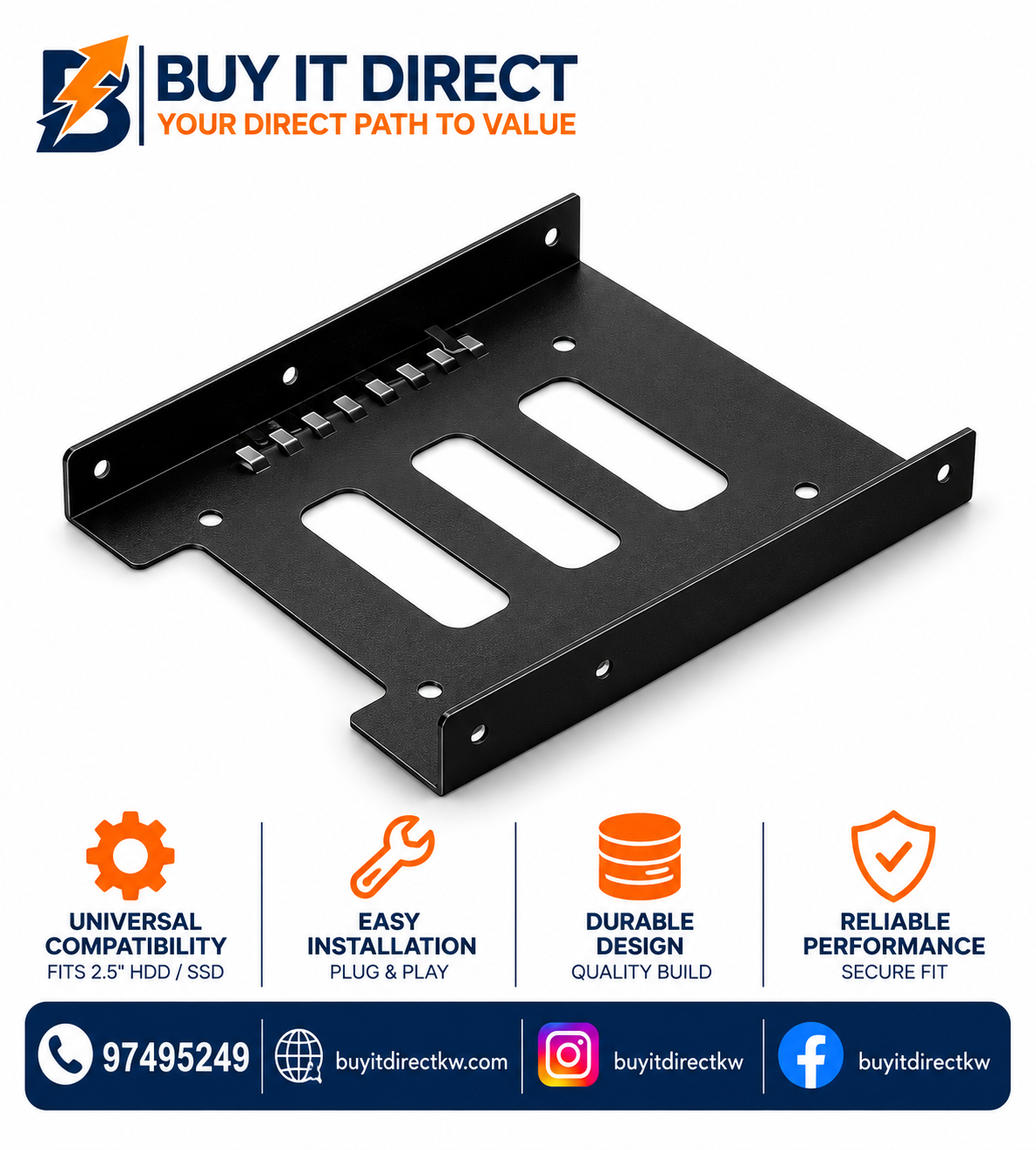 2.5 Inch Hard Drive to 3.5 Inch Drive Bay Mounting Bracket