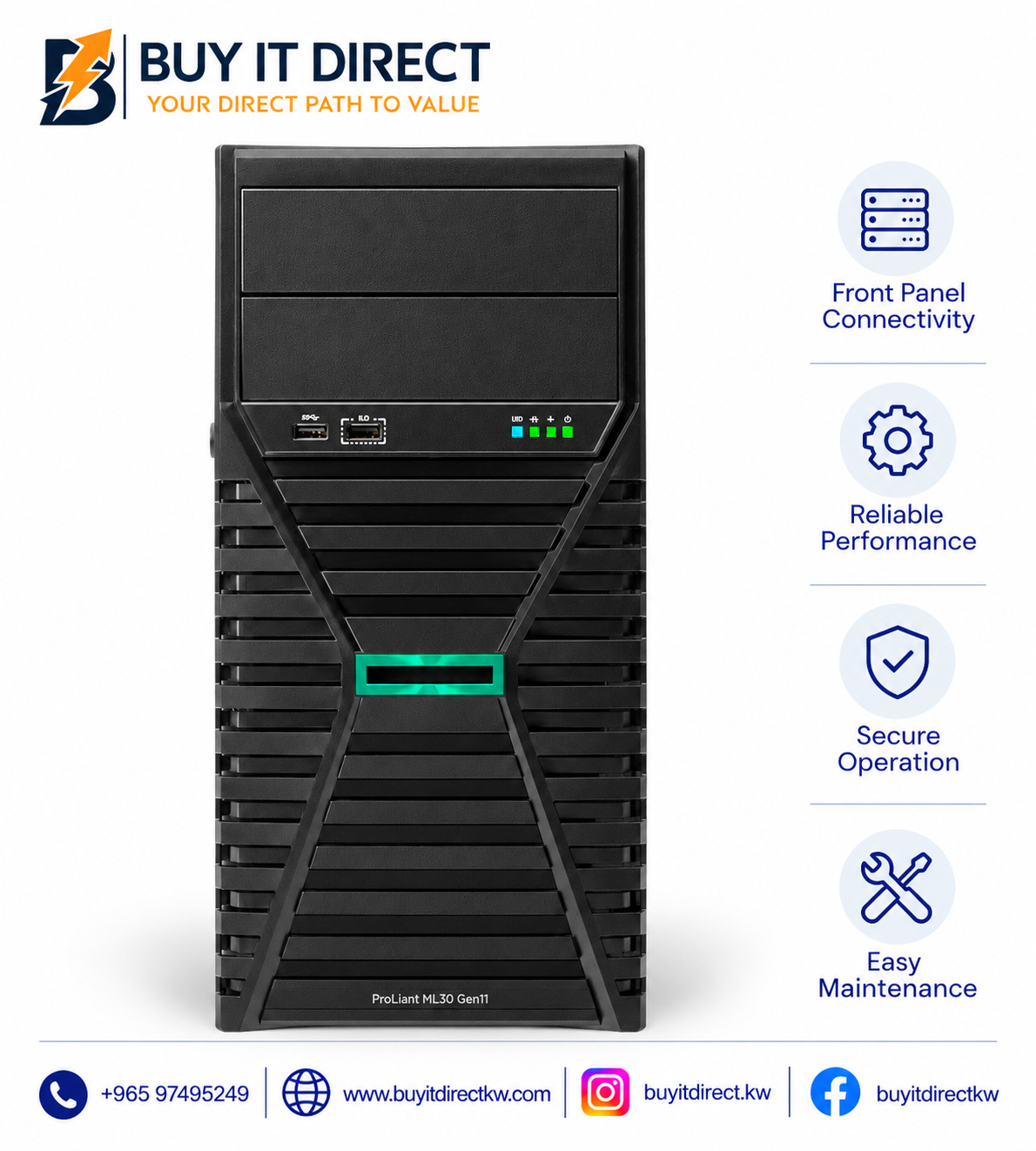 HPE ProLiant ML30 Gen11 Xeon E-2414 16GB 2x1TB HDD Server