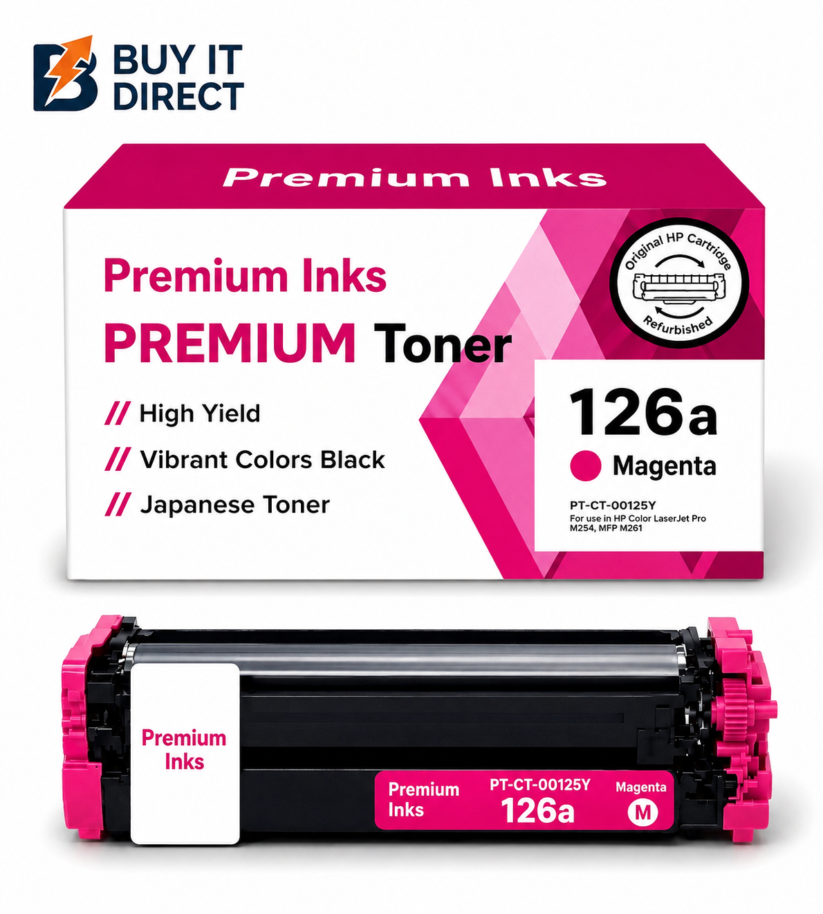 Premium 126A Magenta Compatible Toner Cartridge for HP Color LaserJet Printers
