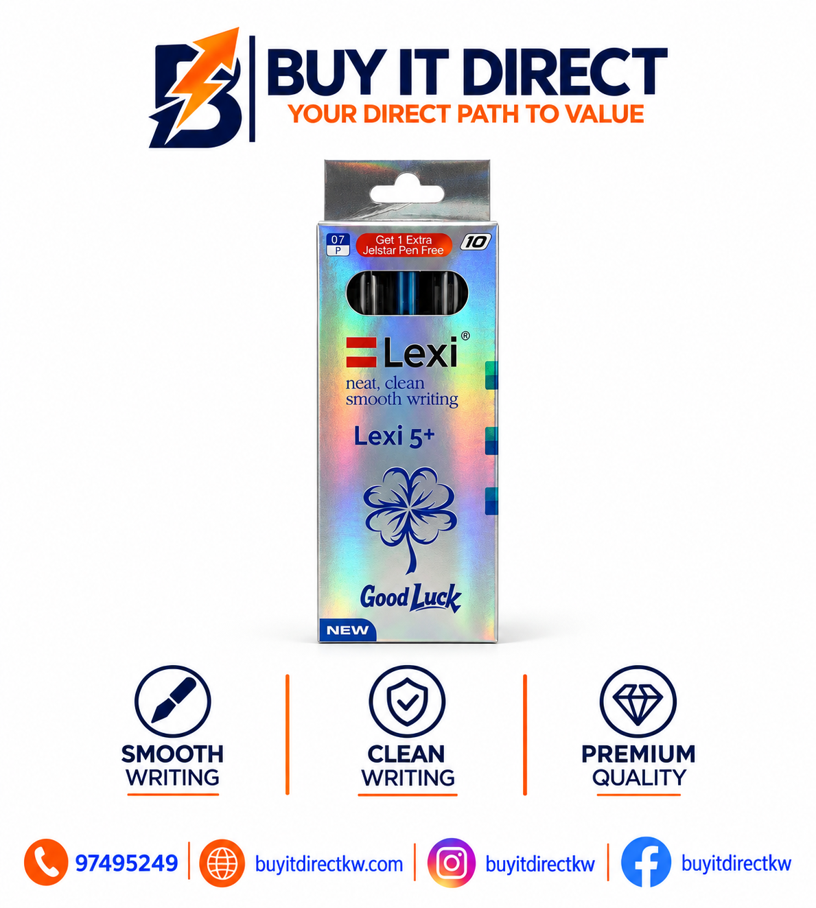 أقلام LEXI 5 Plus مقاس 0.7F سوداء 10 أقلام