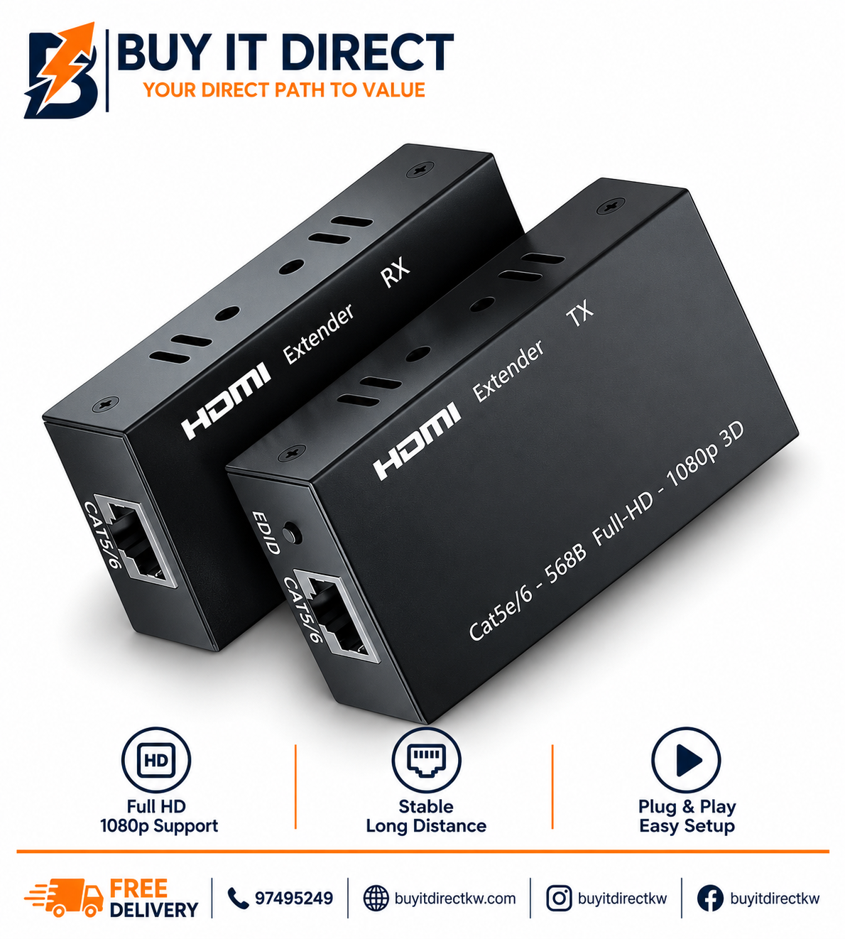 HDMI Extender via RJ45 60 Meter Powered