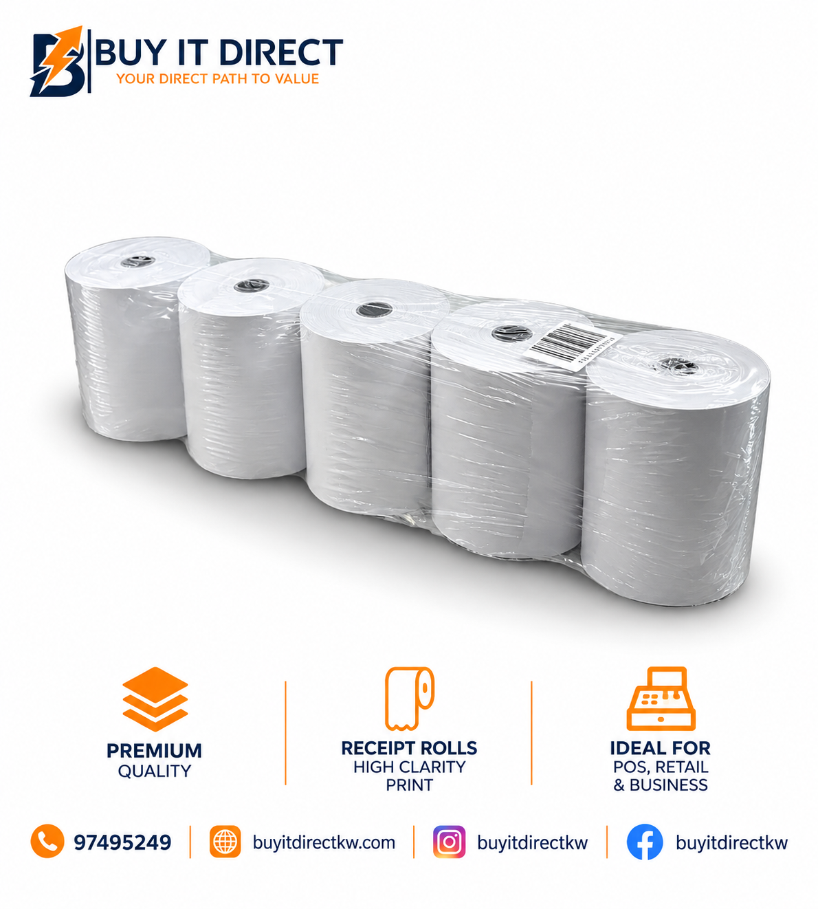 Cash Roll 80 x 80 Thermal Paper Pack of 5
