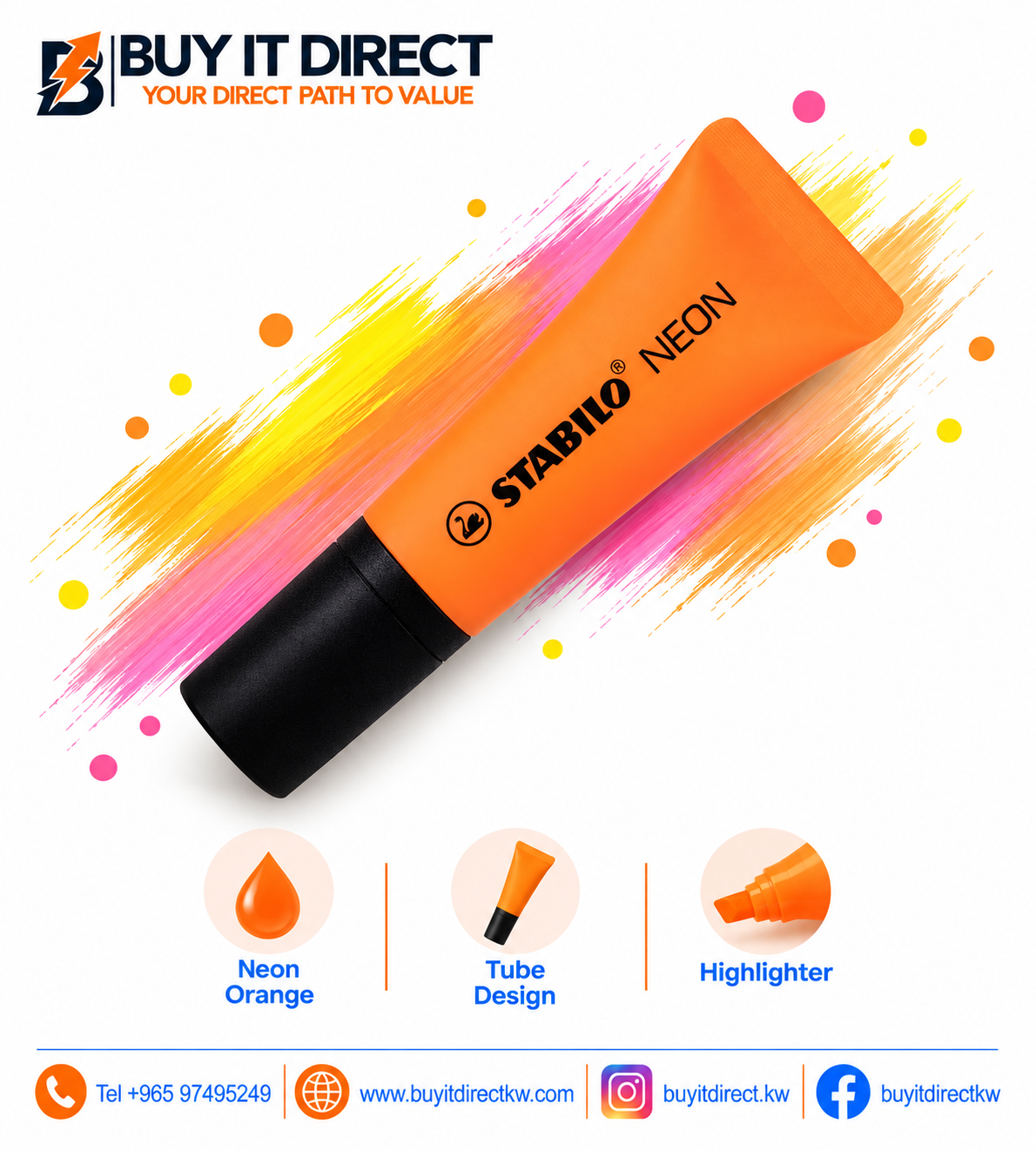 STABILO NEON Orange Highlighter