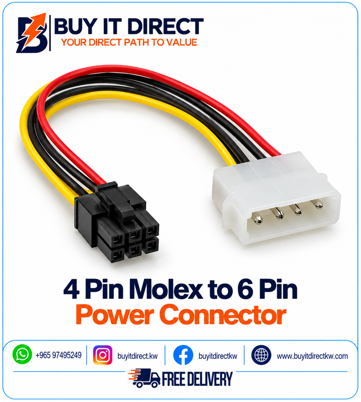موصل طاقة 4 Pin Molex إلى 6 Pin