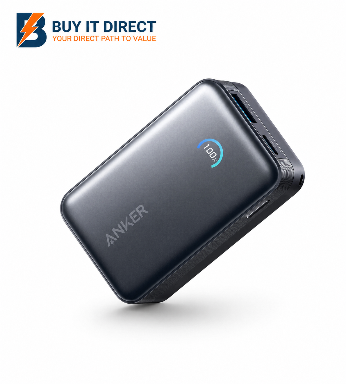 Anker Nano Power Bank 10000mAh 45W Built In Retractable USB C Cable A1638H11 Black
