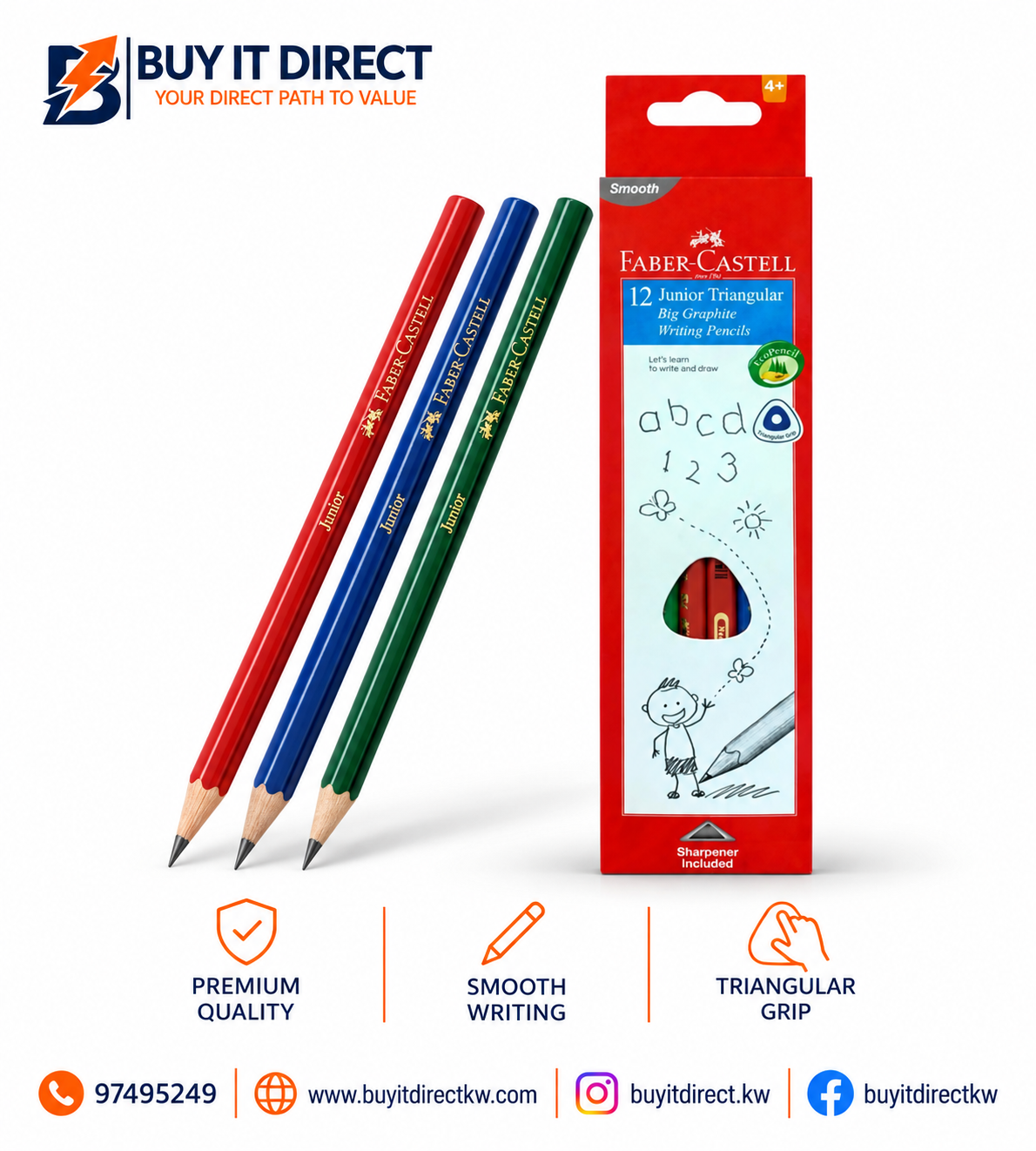 Faber-Castell Junior Triangular Pencils - 12 Pieces