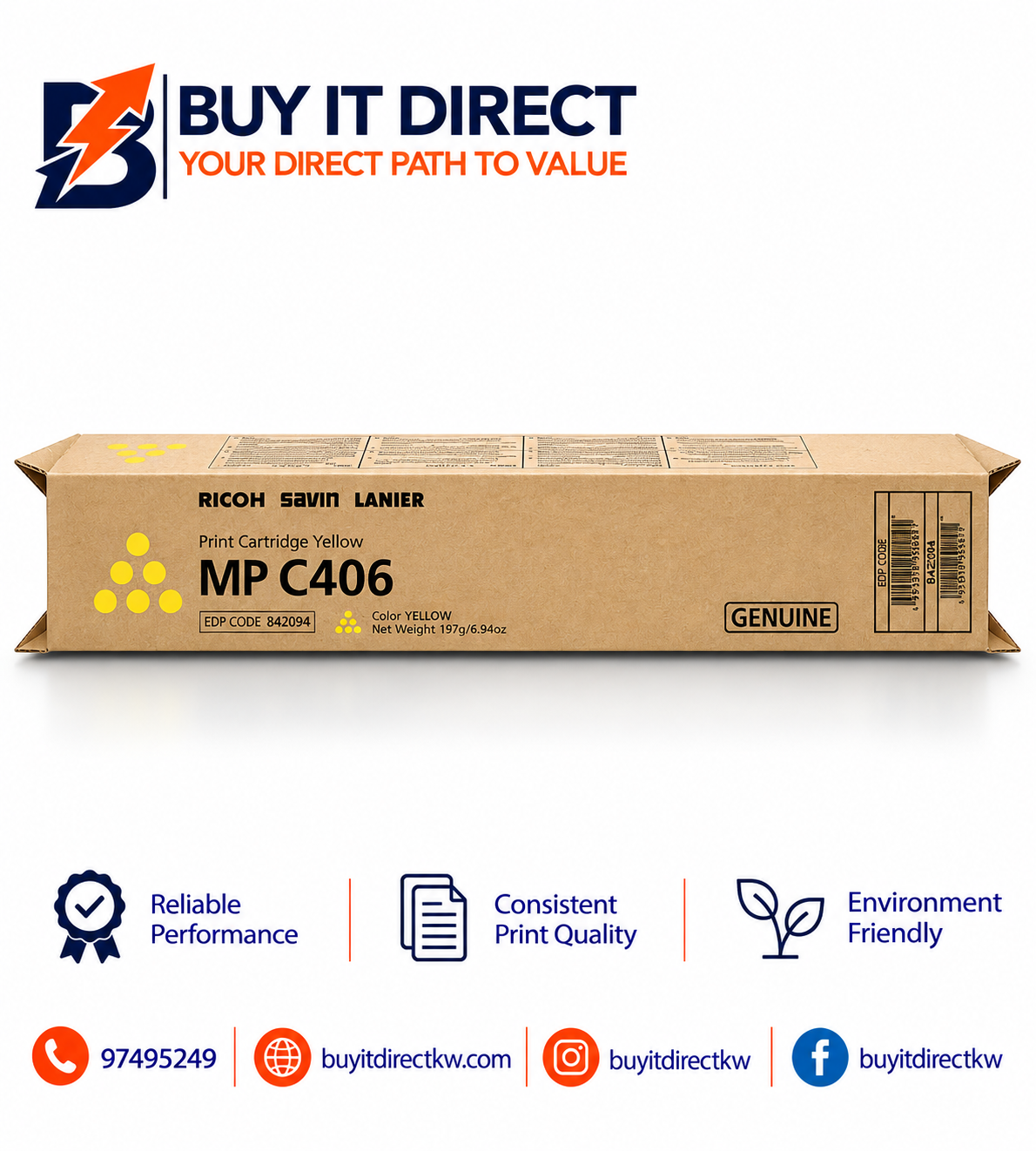 خرطوشة حبر ليزر أصفر ريكو MP C406