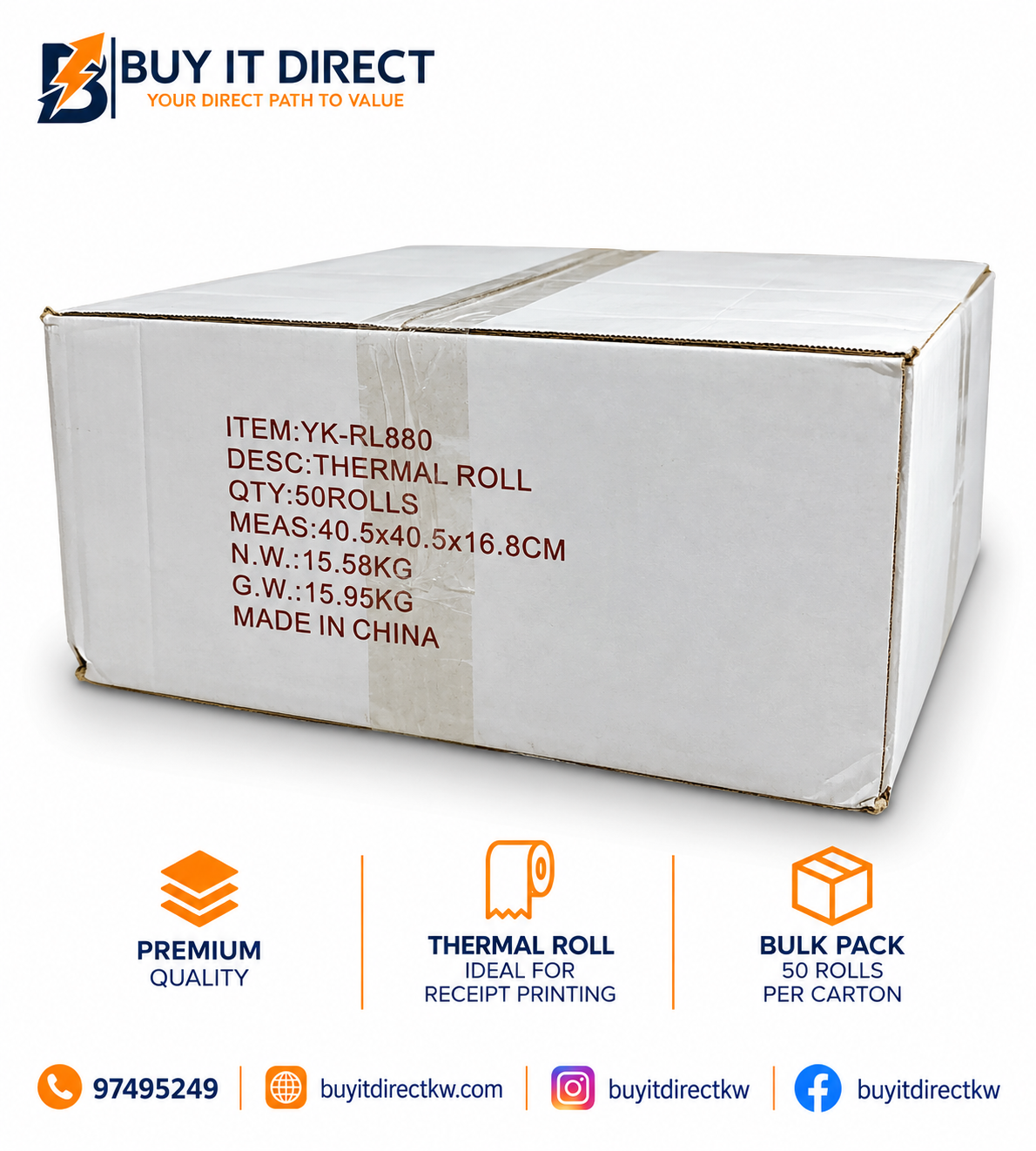 Cash Roll 80 × 80 mm Thermal Paper – Pack of 50 Rolls