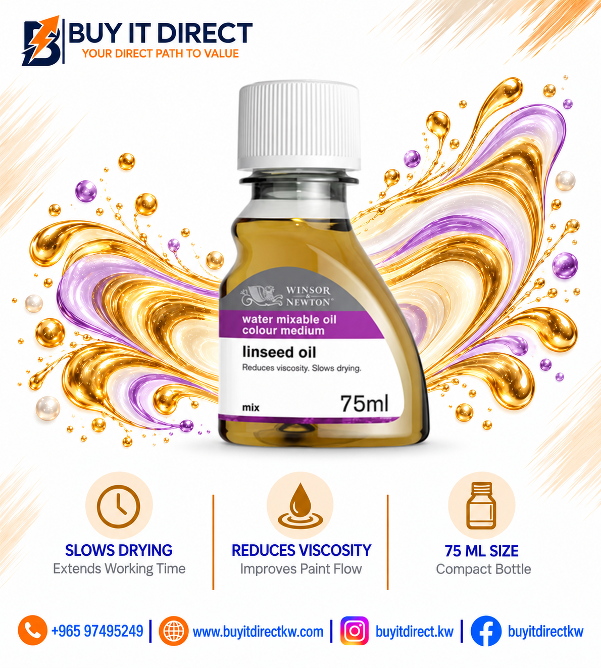 Winsor & Newton Linseed Oil - 75 ml
