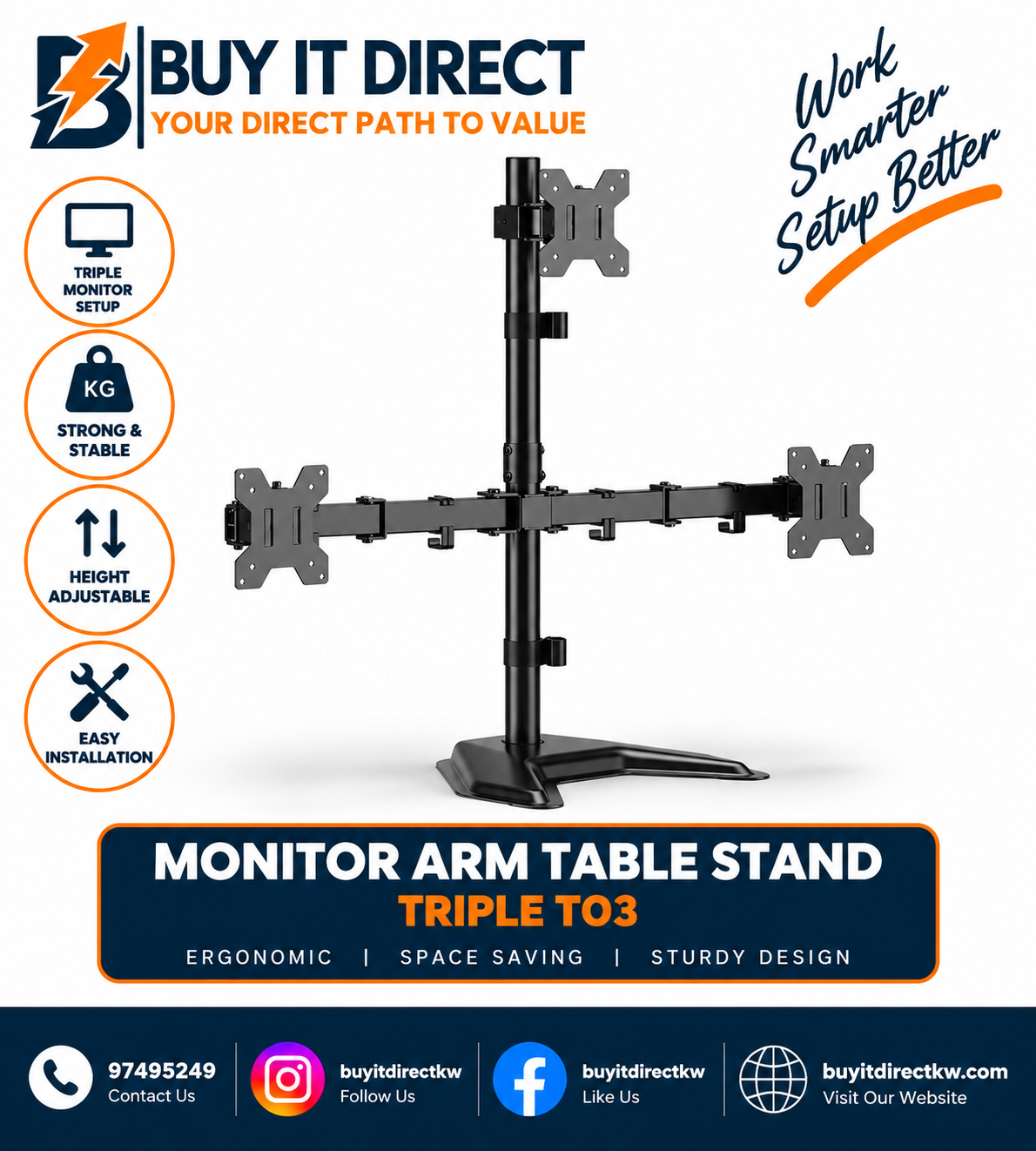 Monitor Arm Table Stand Triple T03