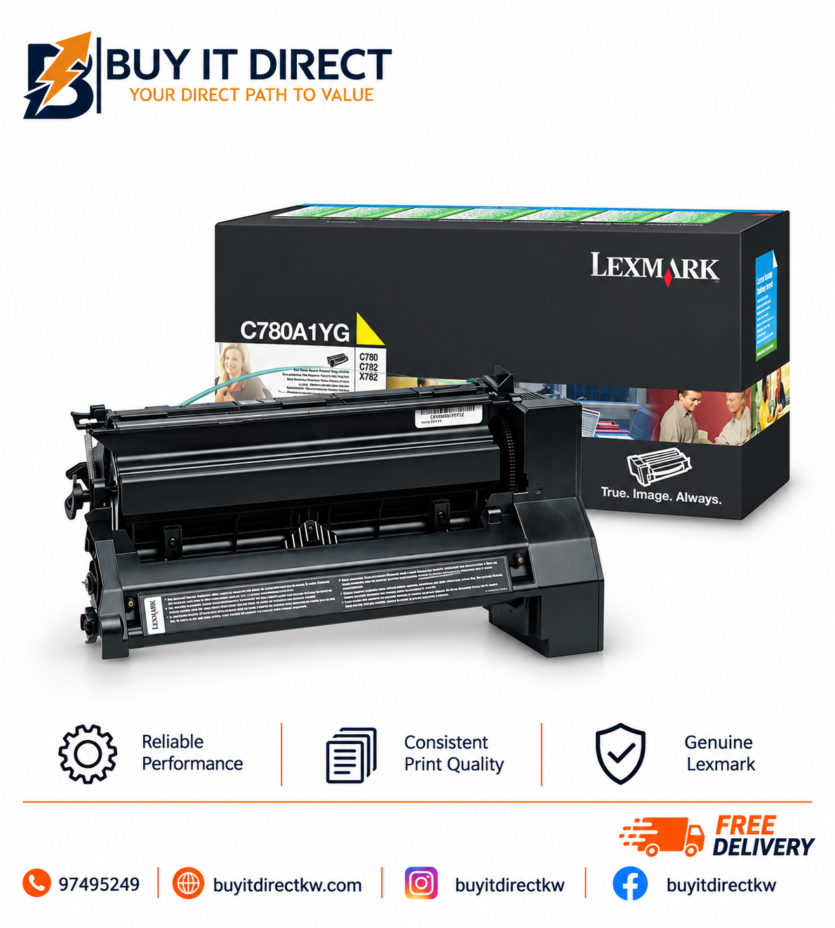 خرطوشة تونر Lexmark C780A1YG أصفر 6000 صفحة