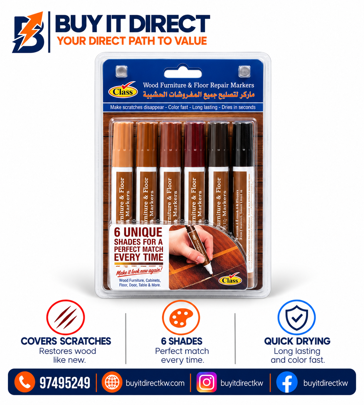 Class Wood Furniture Repair Markers 6 Pcs