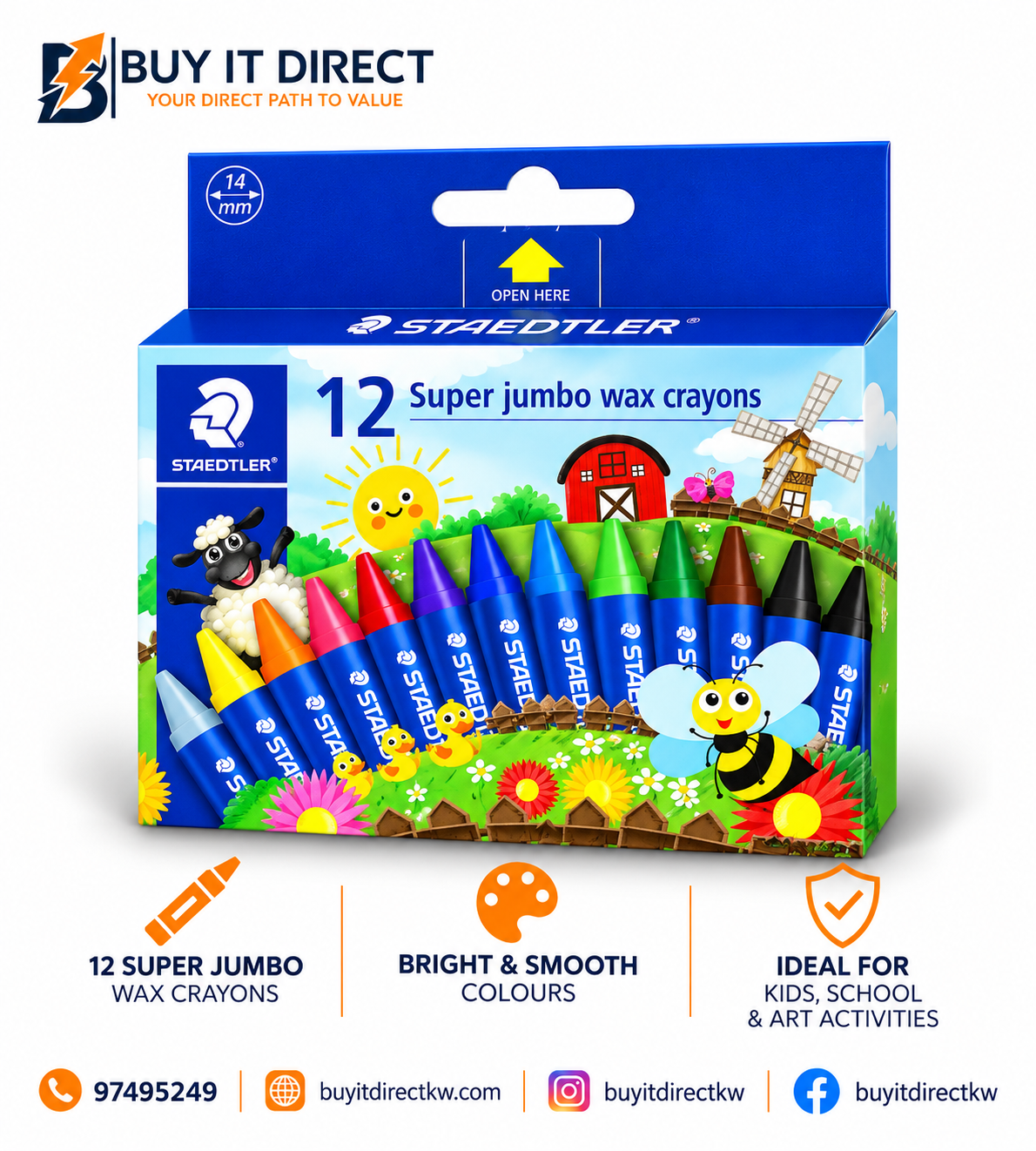 STAEDTLER 12 Super Jumbo Wax Crayons