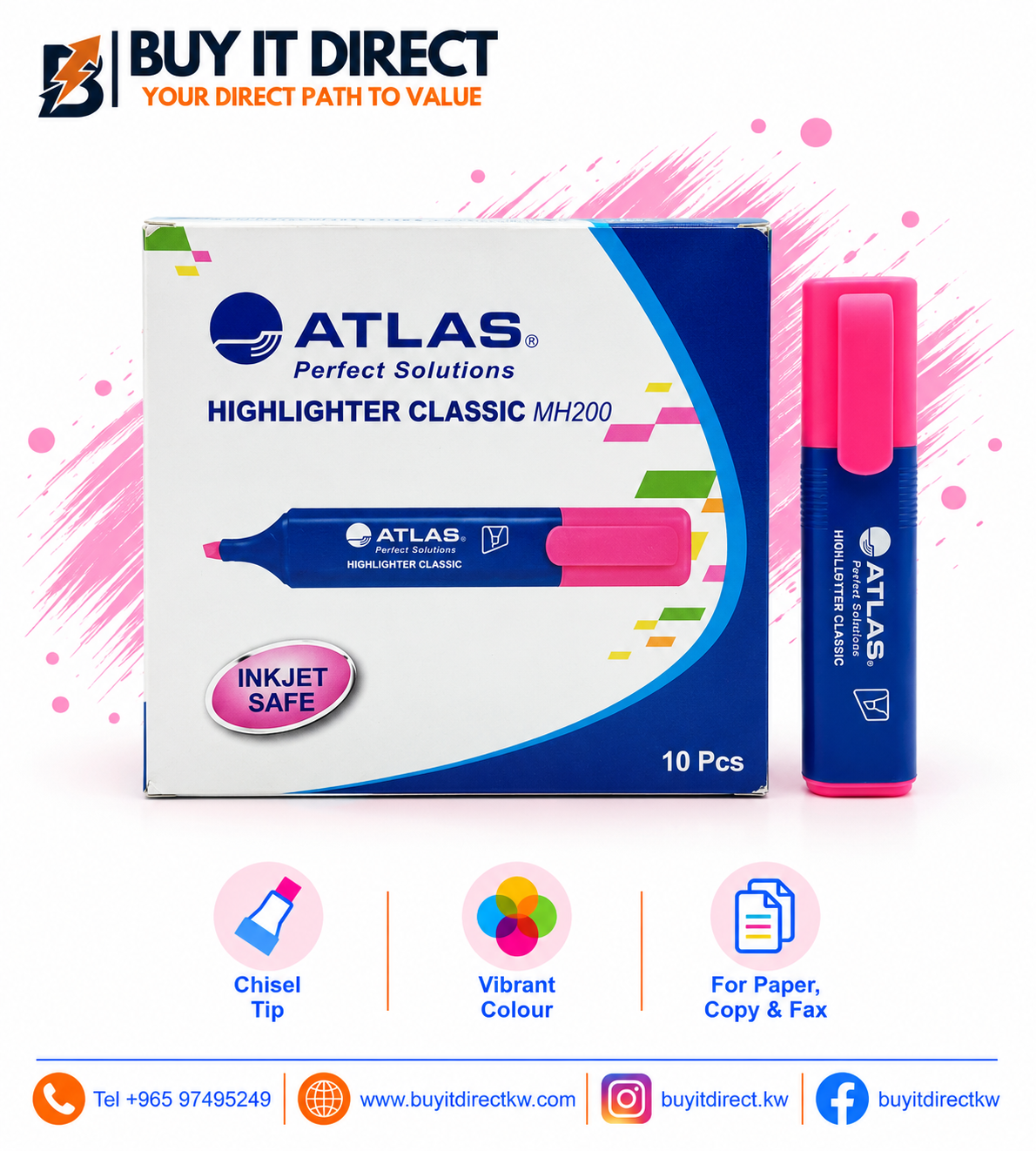 Classic MH200 Pink Highlighters Pack of 10